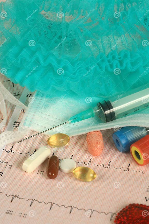 Medicine, Syringe and Chart Stock Photo Image of needle, tablets