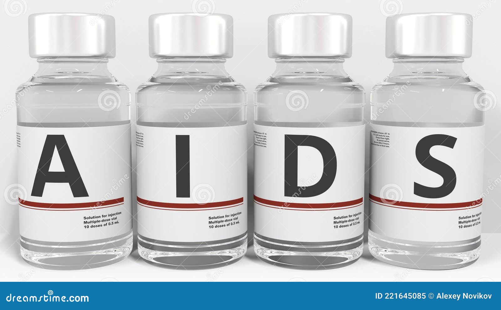 Medicine Vials Compose AIDS Text, Conceptual 3d Rendering Stock