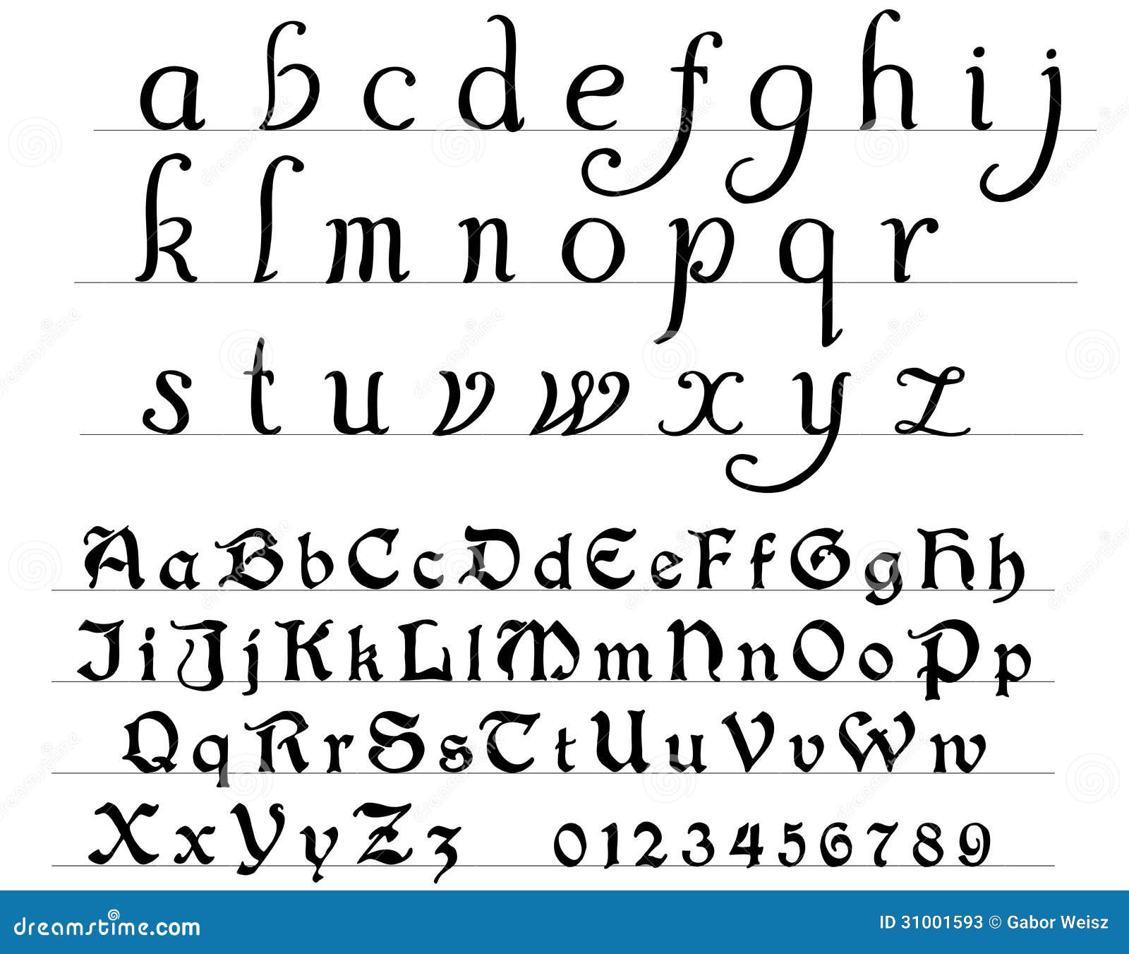 Medieval alphabet stock vector. Image of alphabet, decoration - 31001593