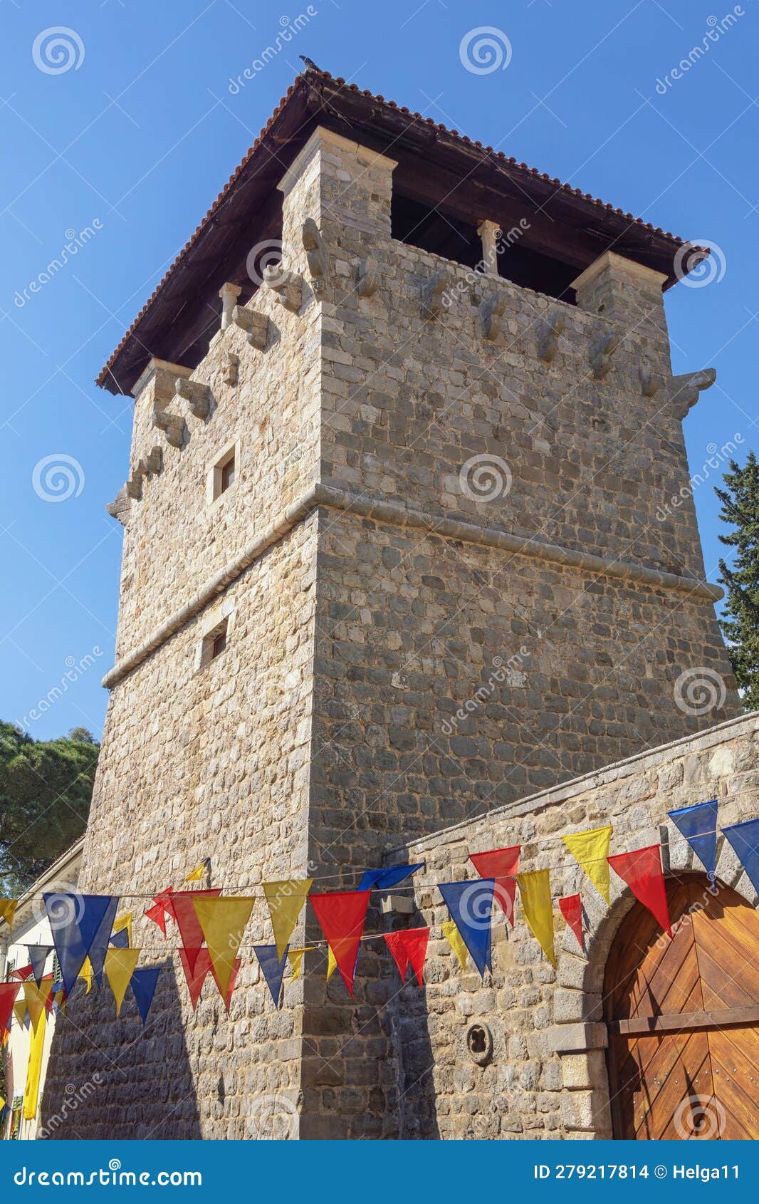 montenegro,tivat city. tower of medieval summer house of the buca family