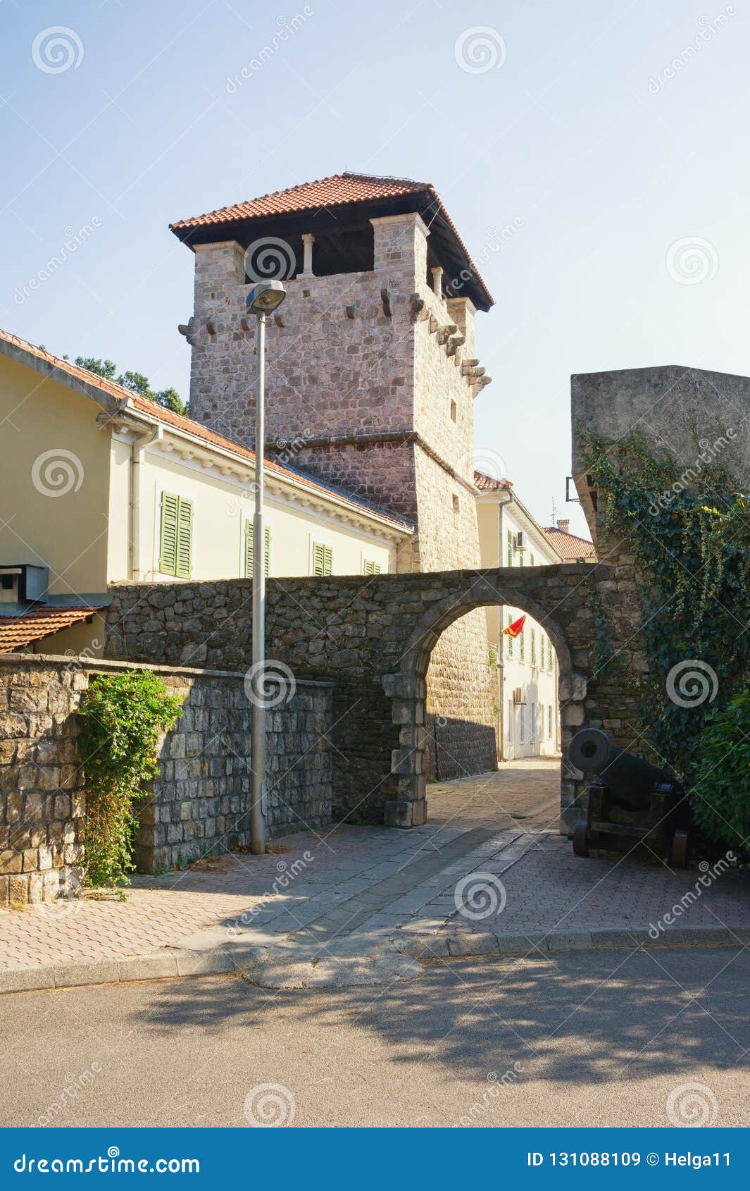 medieval architecture. summer house of the noble family buca. tivat city, montenegro