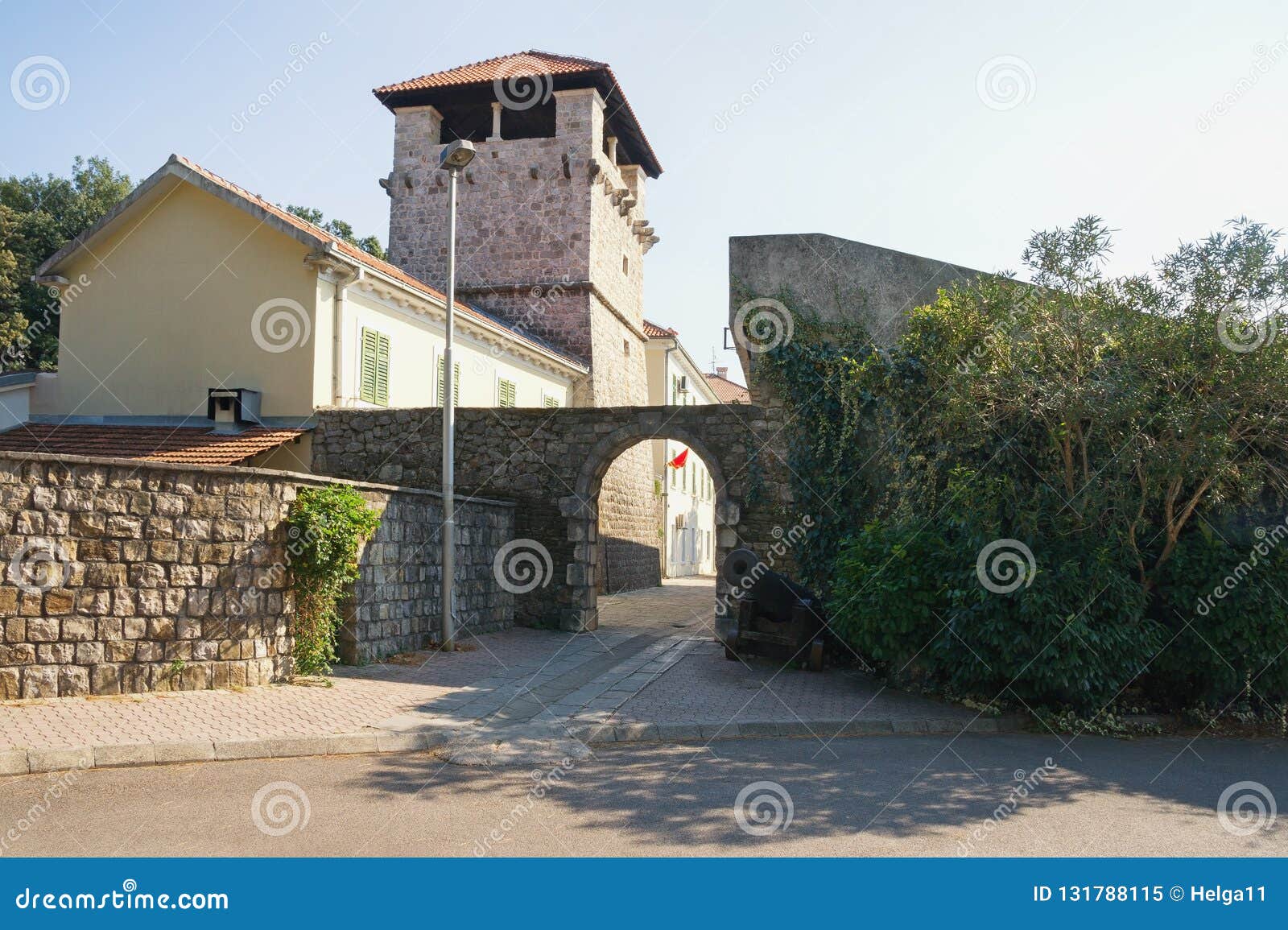 medieval architecture. summer house of the noble family buca. tivat city, montenegro