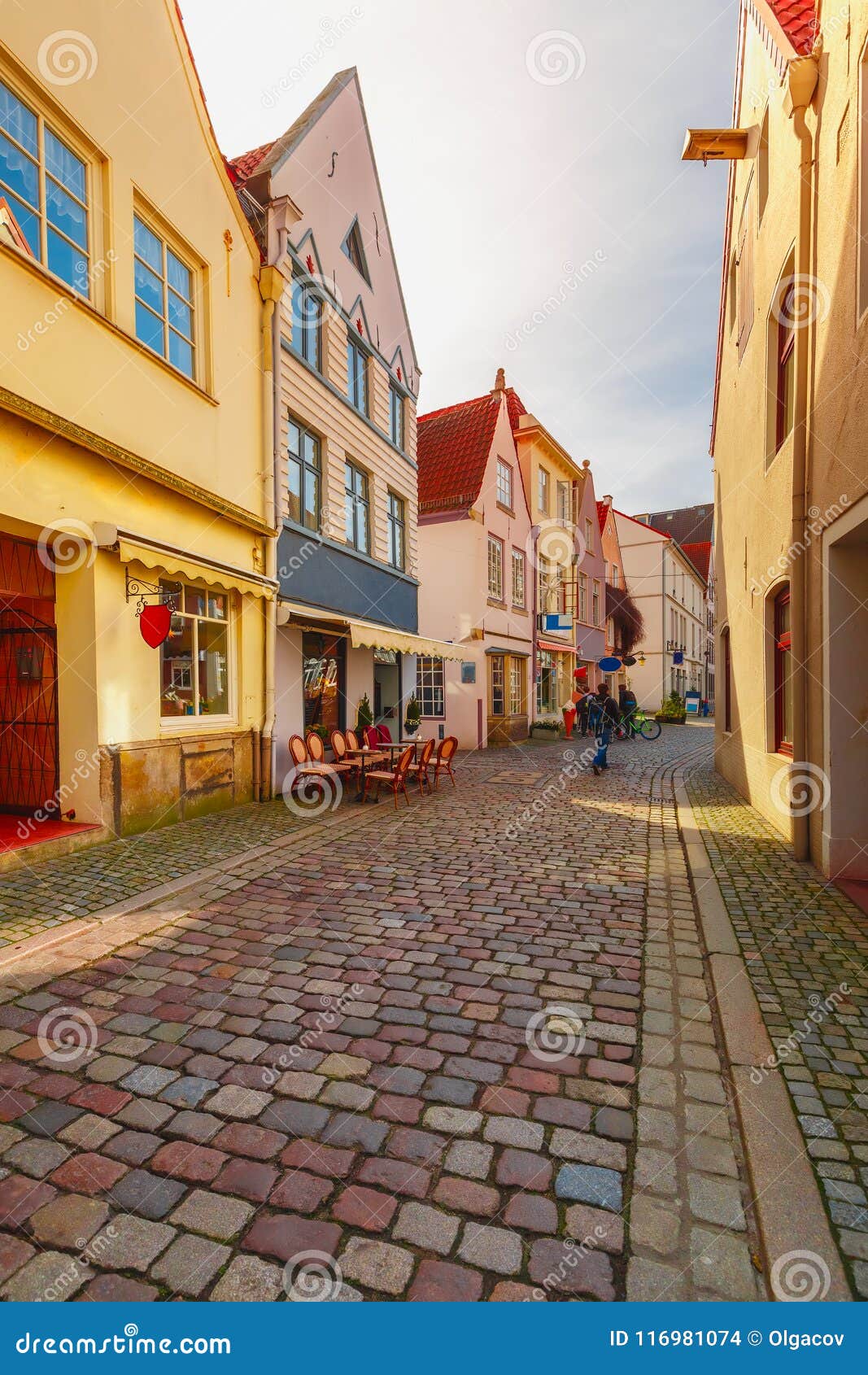 medieval street schnoor in bremen, germany