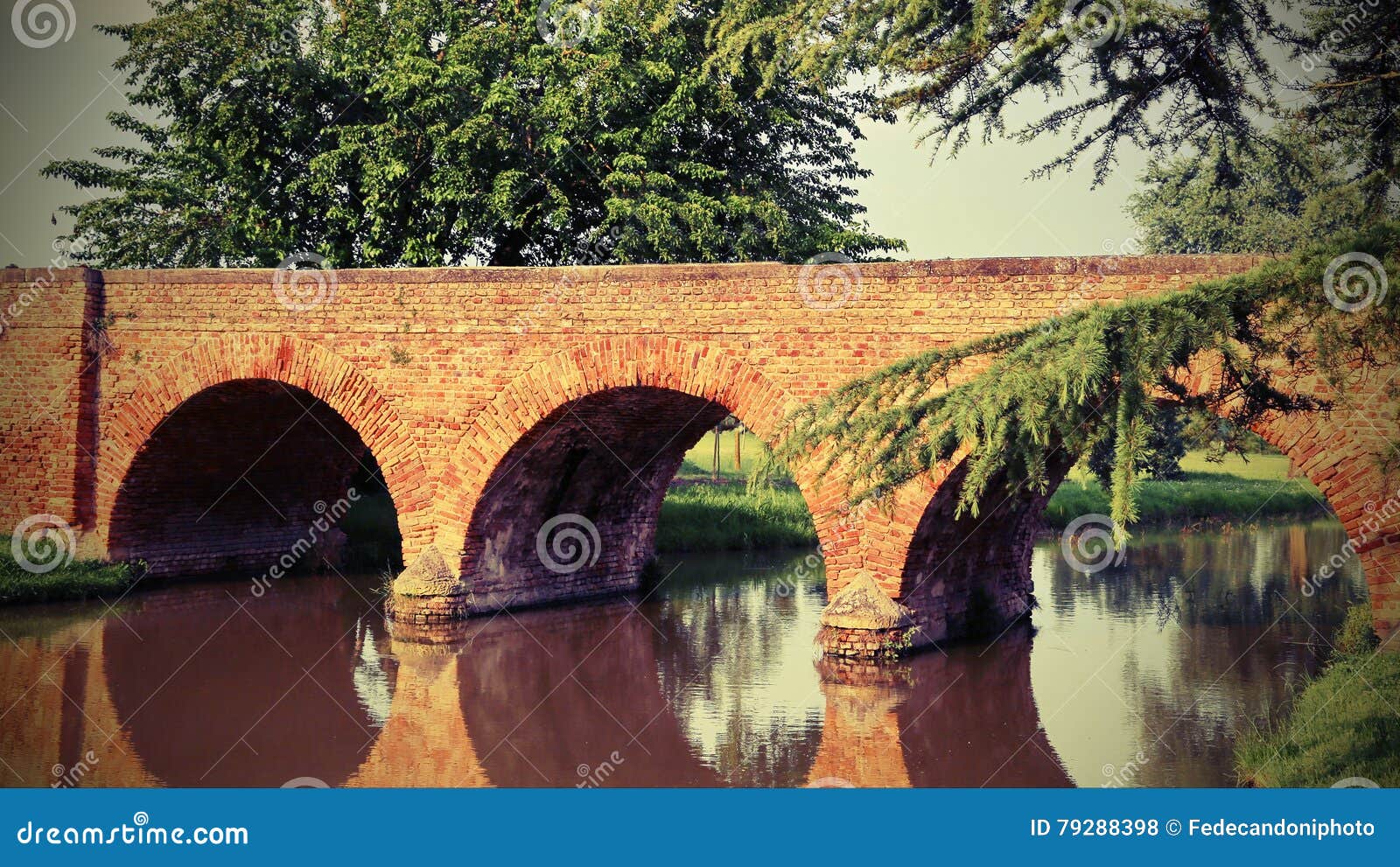 Medieval Bridge Made of Red Brick Stock Photo Image of deck, place