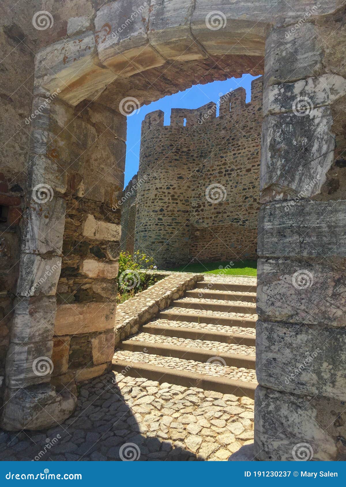 Medieval Castle through Door in Wall. Stock Image - Image of house