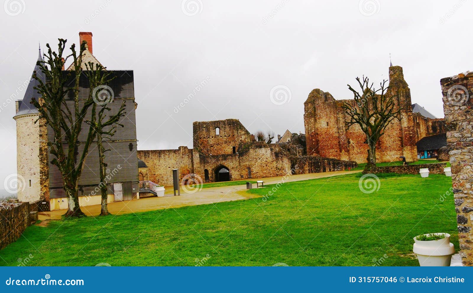 medieval castle of sainte-suzanne-et-chammes in the erve valley in mayenne france