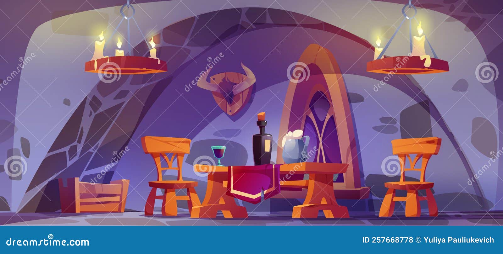 Medieval Castle Or Tavern Room With Stone Walls Vector Illustration medieval-castle-or-tavern-room-with-stone-walls-vector-illustration