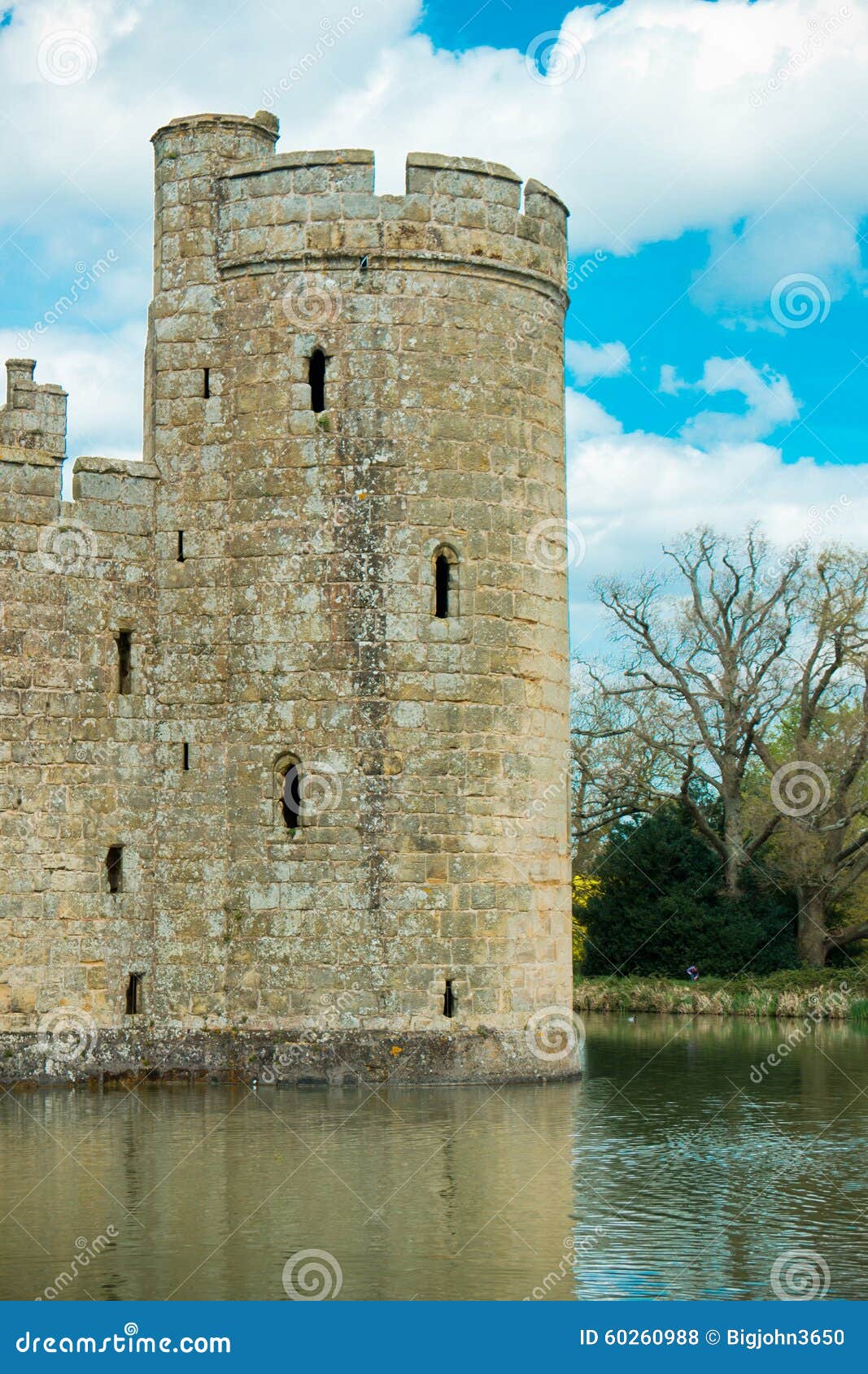 Medieval Castle Tower with Moat Stock Photo - Image of british, stone