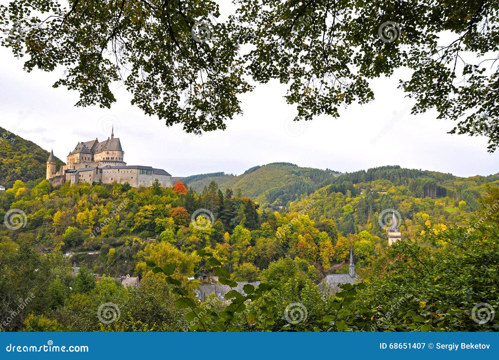 Medieval Castle of Vianden on Top of the Mountain in Luxembourg Stock Image Image of benelux