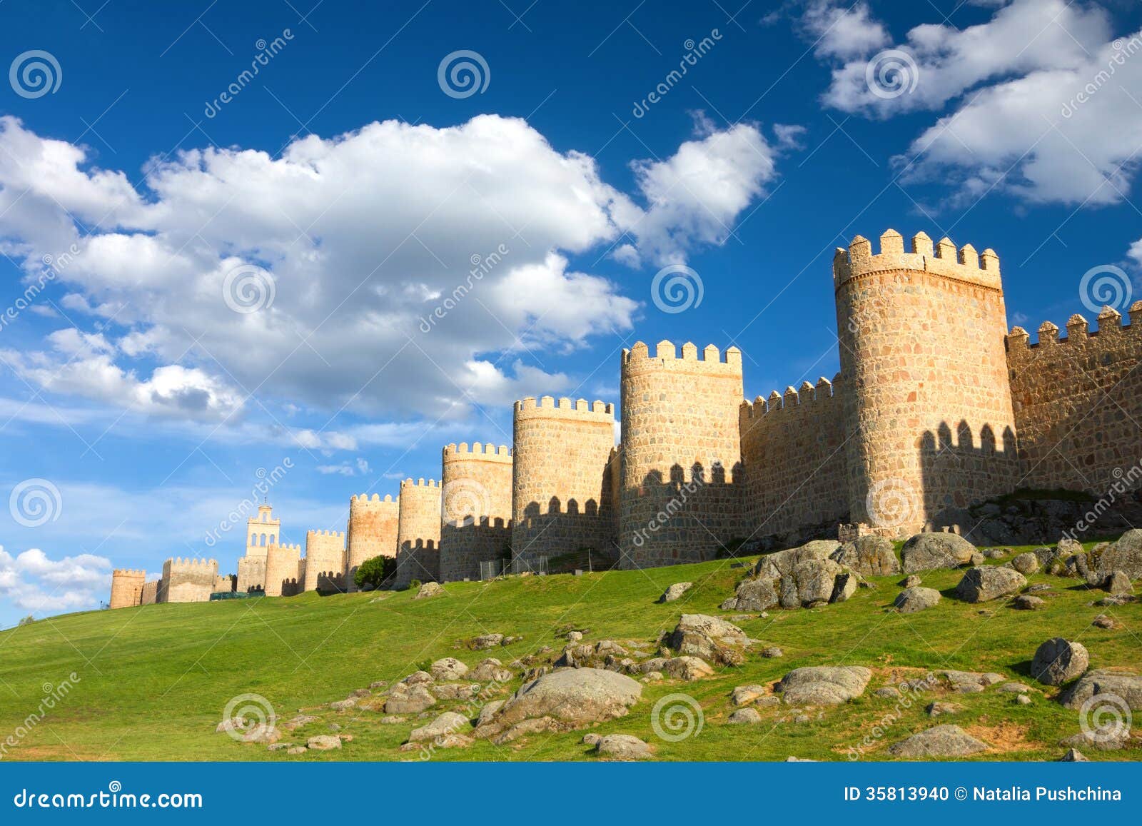 medieval city wall built in the romanesque style, avila, spain