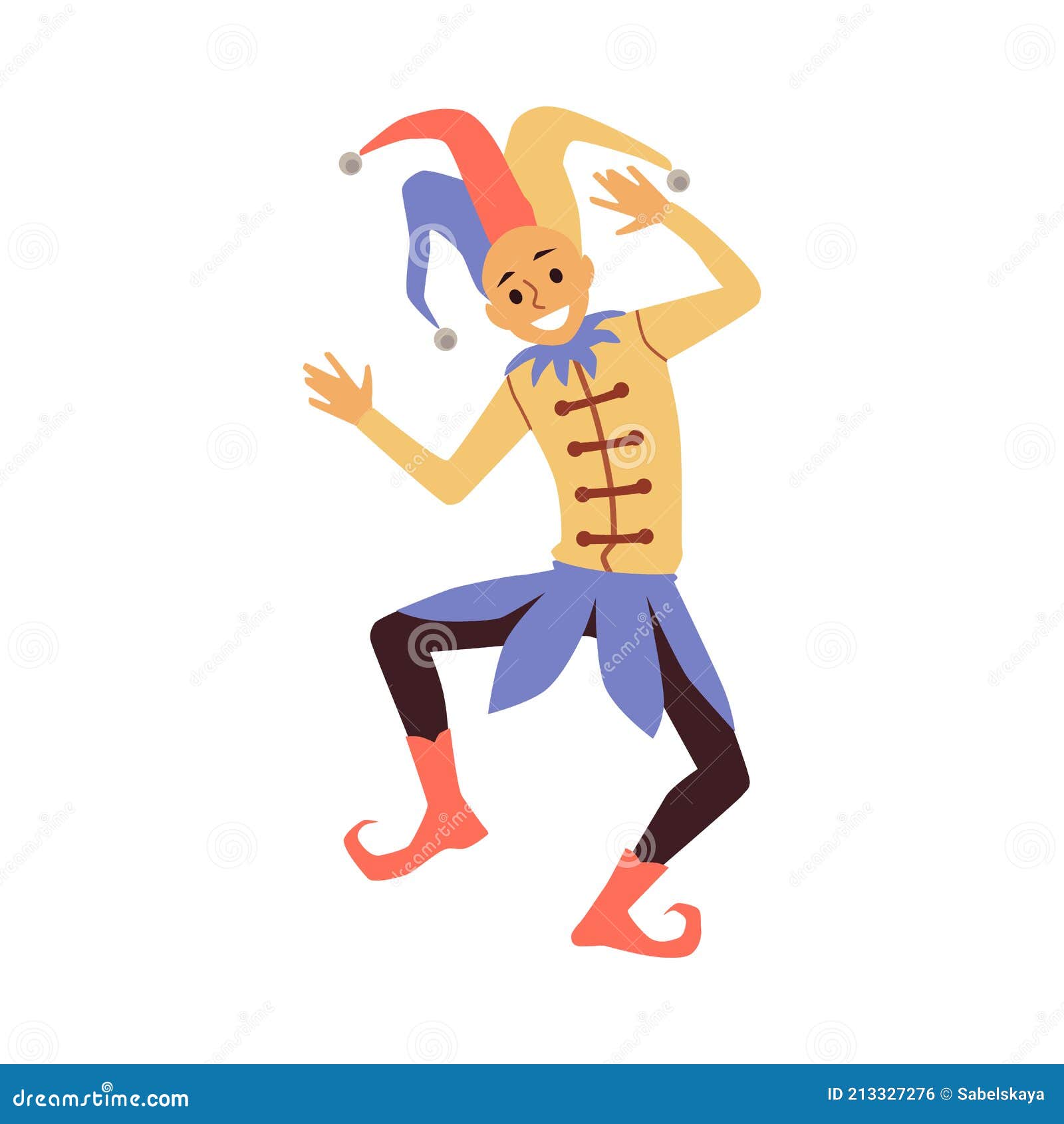 Medieval Court Jester or Clown in Clownish Costume a Vector ...