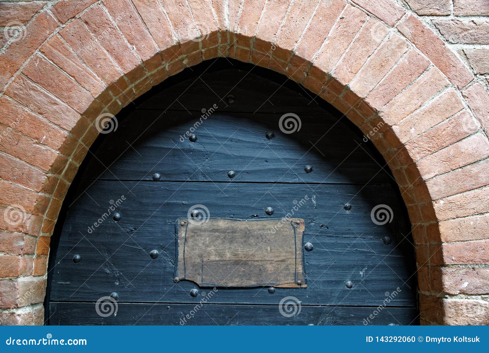 Medieval Door With Nameplate As Template Or Mock Up Stock Photo