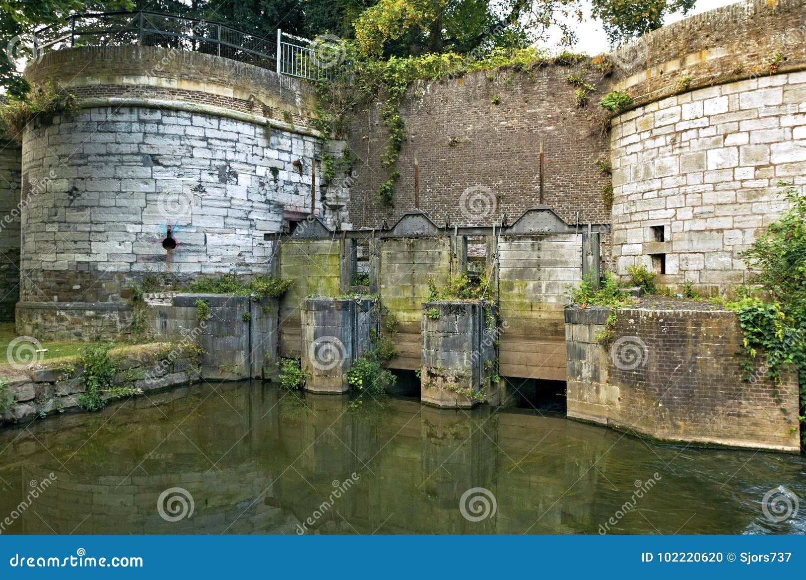 medieval dutch water gate de reek in maastricht