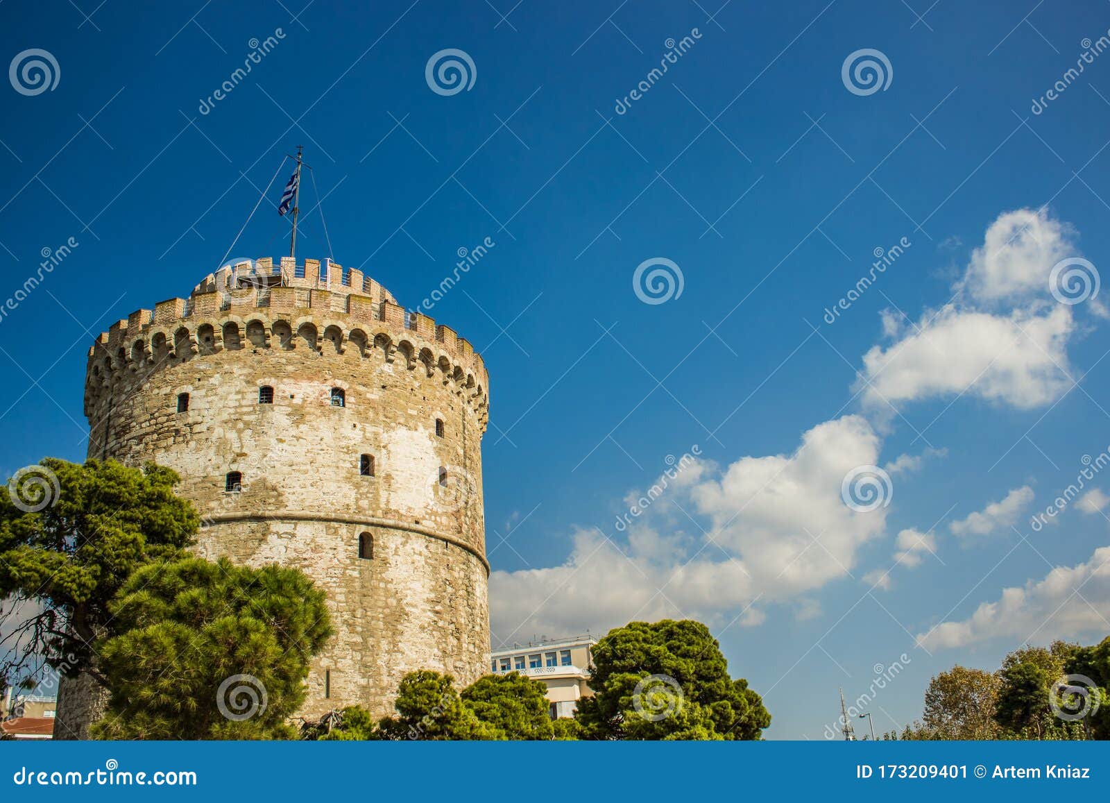 Medieval Fortress Tower Building from Byzantine Times in Greece in