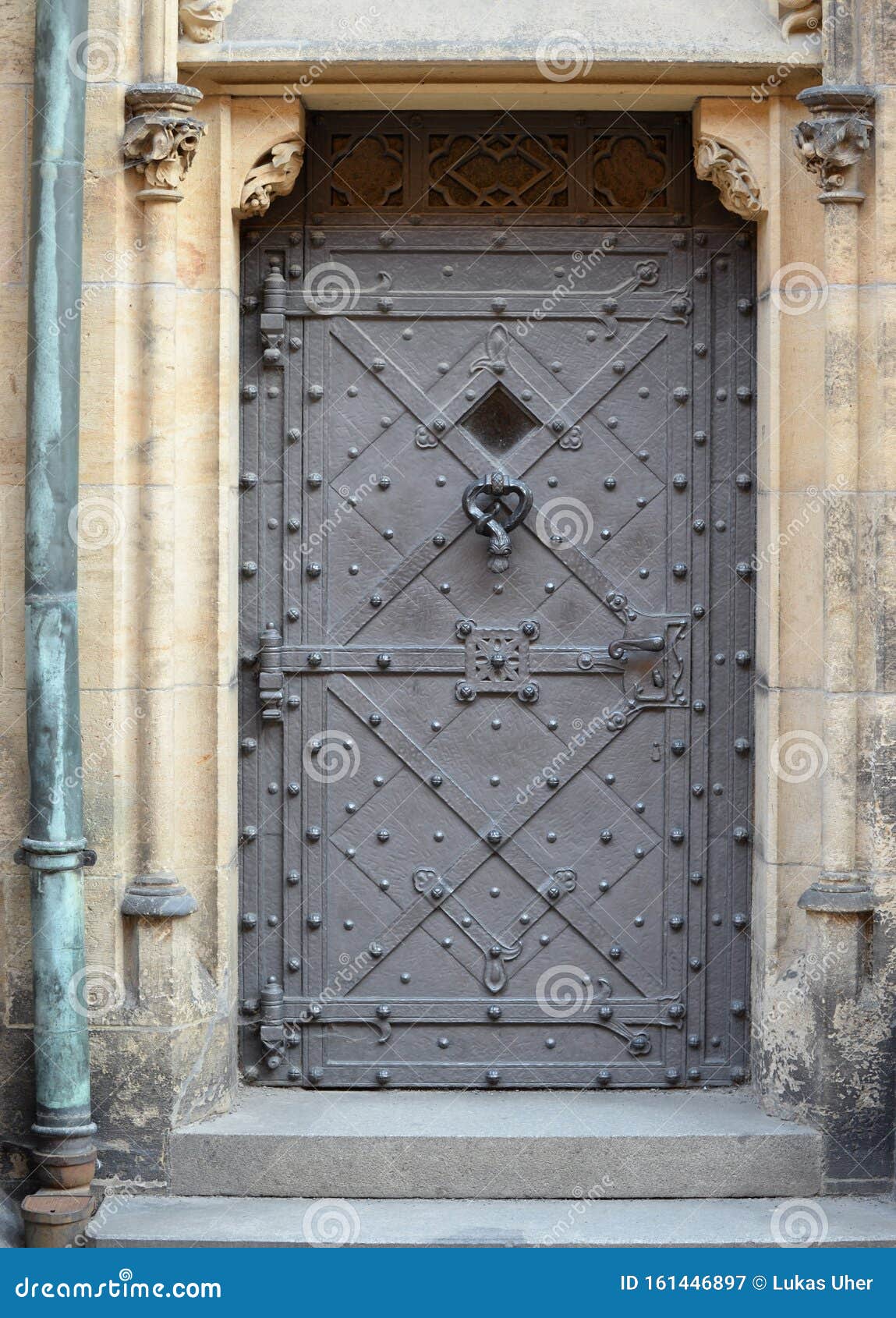 Medieval Front Door in the Prague Castle, Czech Republic. Stock Image Image of history, curved