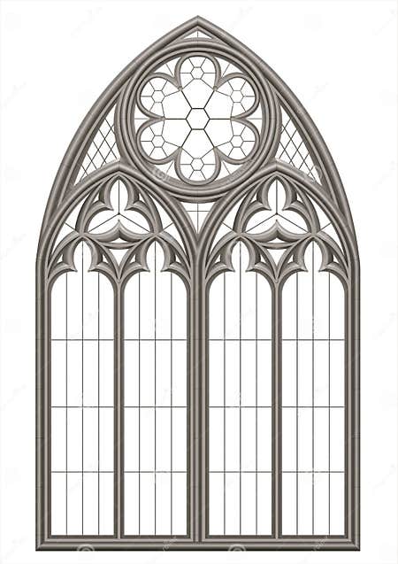 Medieval Gothic Stained Glass Window Stock Illustration - Illustration ...