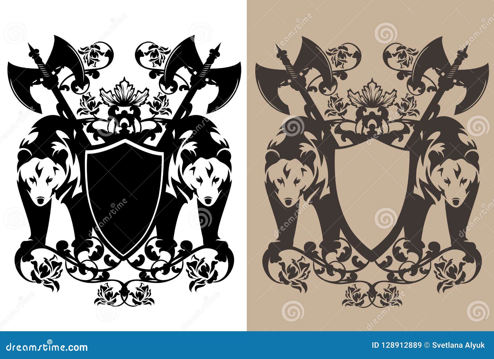 Guardian Bears Heraldry Vector Design Set Stock Vector Illustration Guardian Bears Heraldry Vector Design Set Stock Vector Illustration