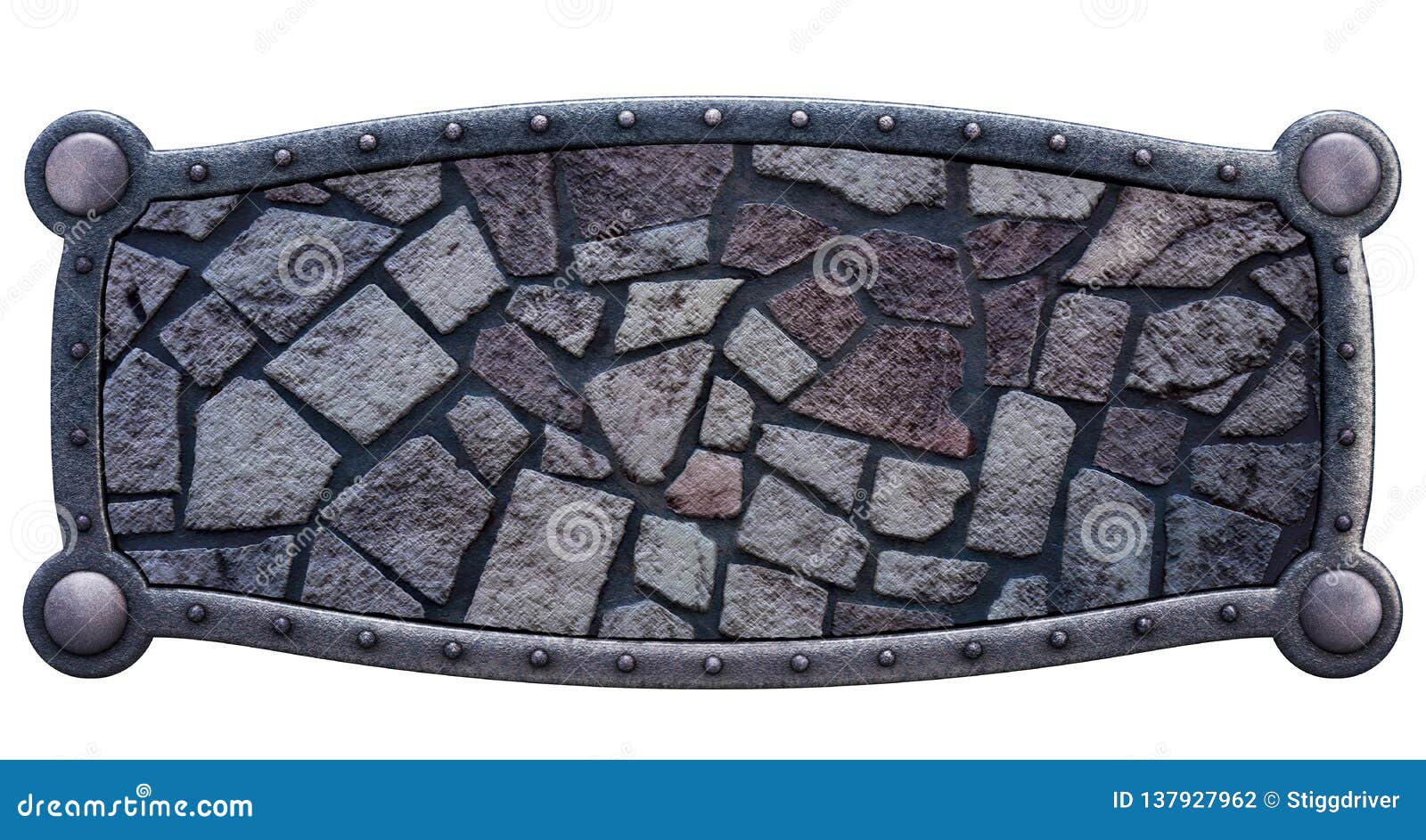 Medieval Iron Banner with Stone Pattern. Stock Illustration