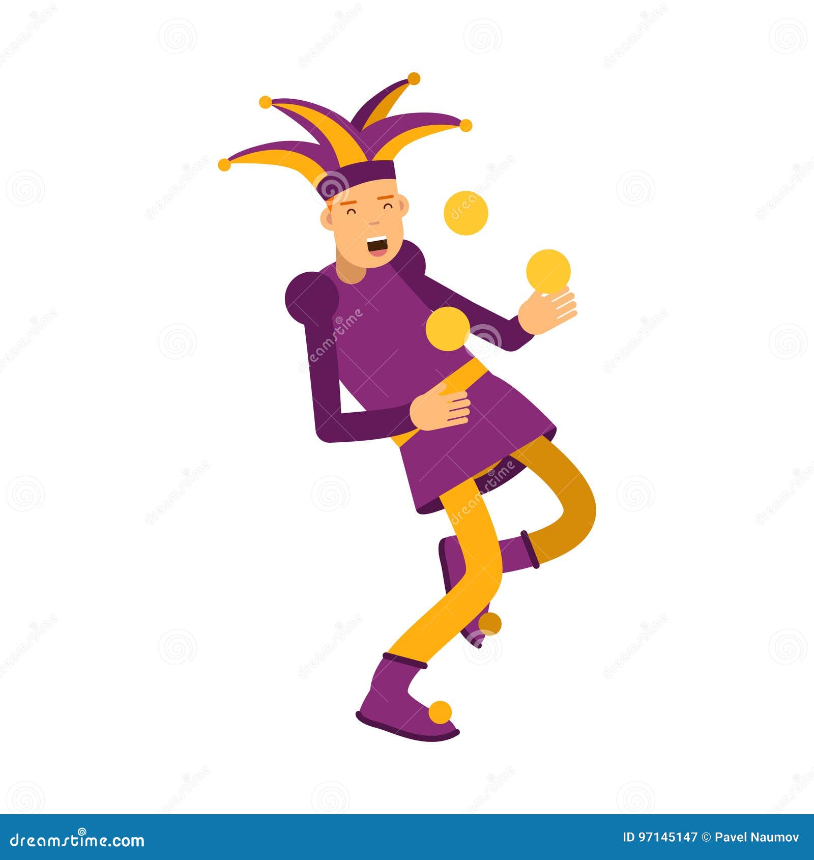 Medieval Jester Character Juggling with Balls, Colorful Illustration ...