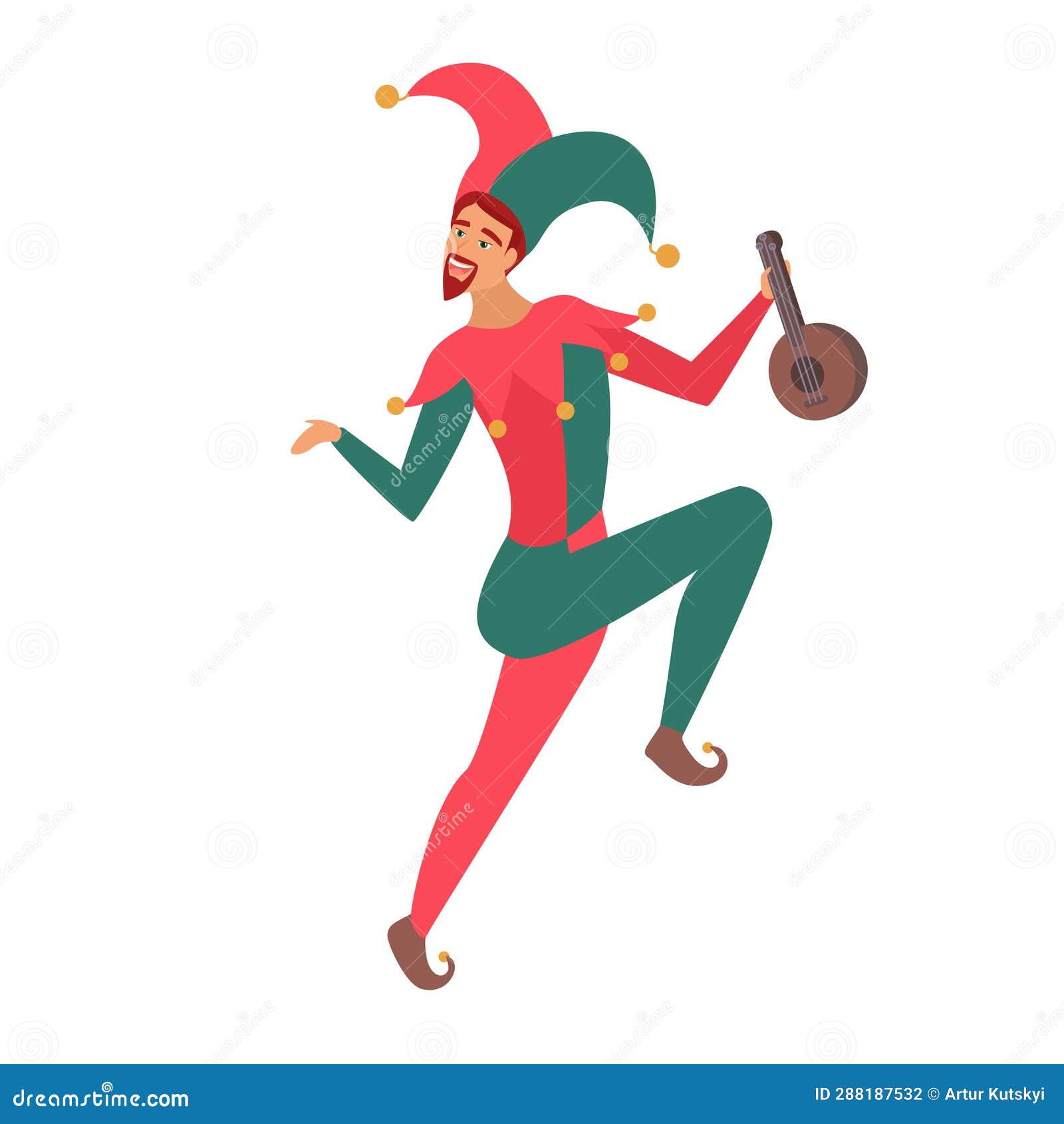 Medieval jester dancing stock illustration. Illustration of harlequin ...