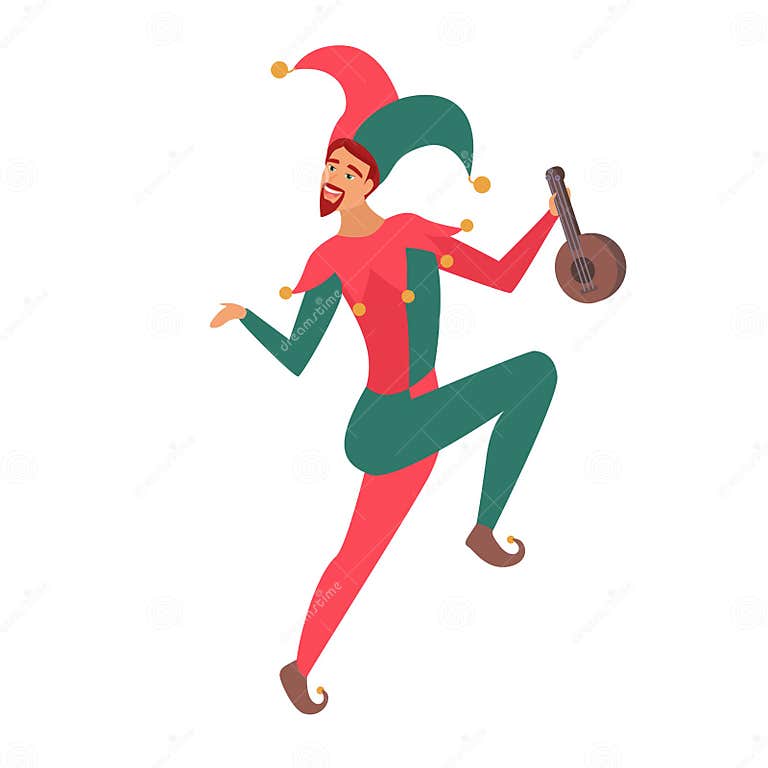 Medieval jester dancing stock illustration. Illustration of harlequin ...