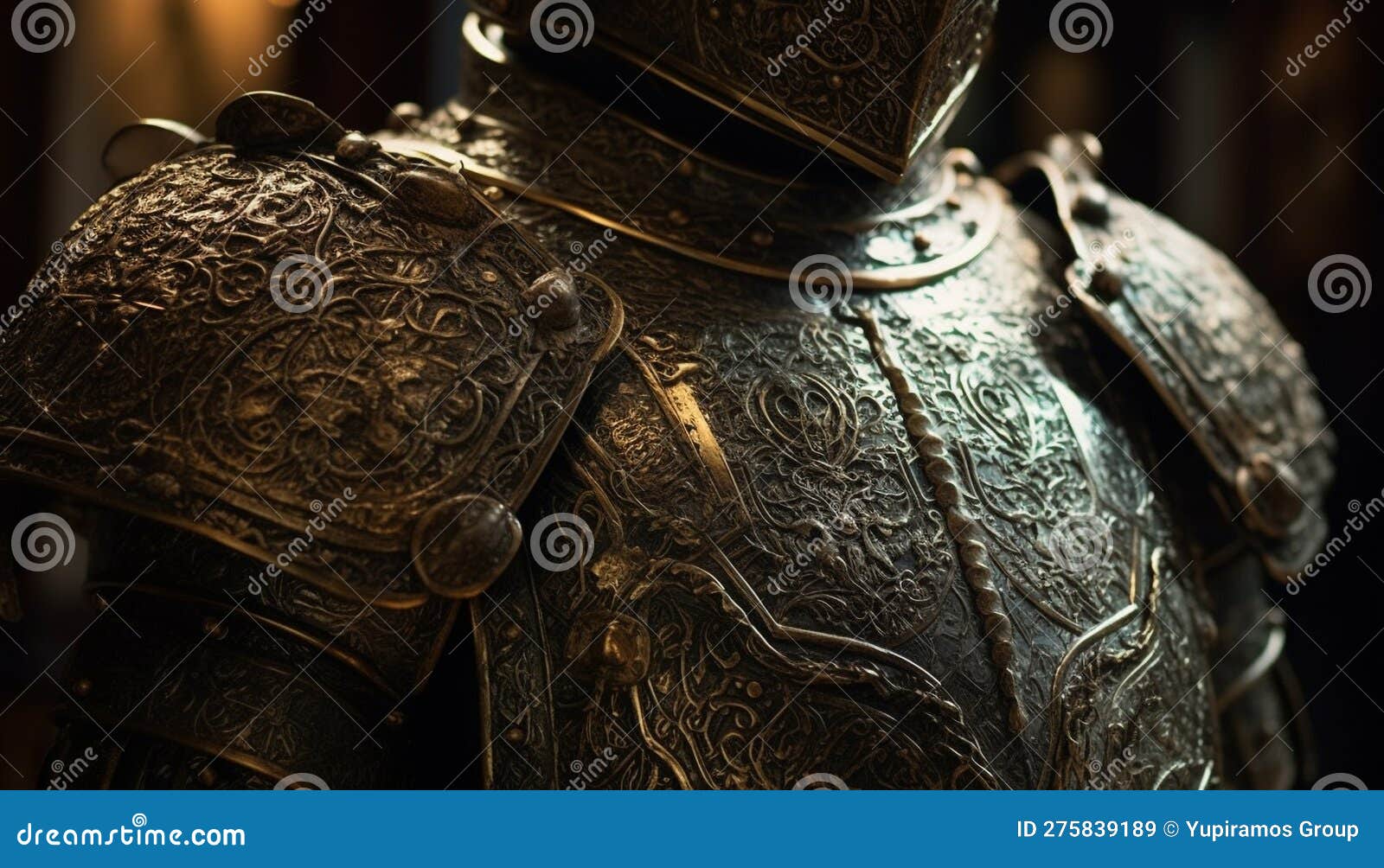 Medieval Knight Armor, Shield, and Sword Displayed Generated by AI ...