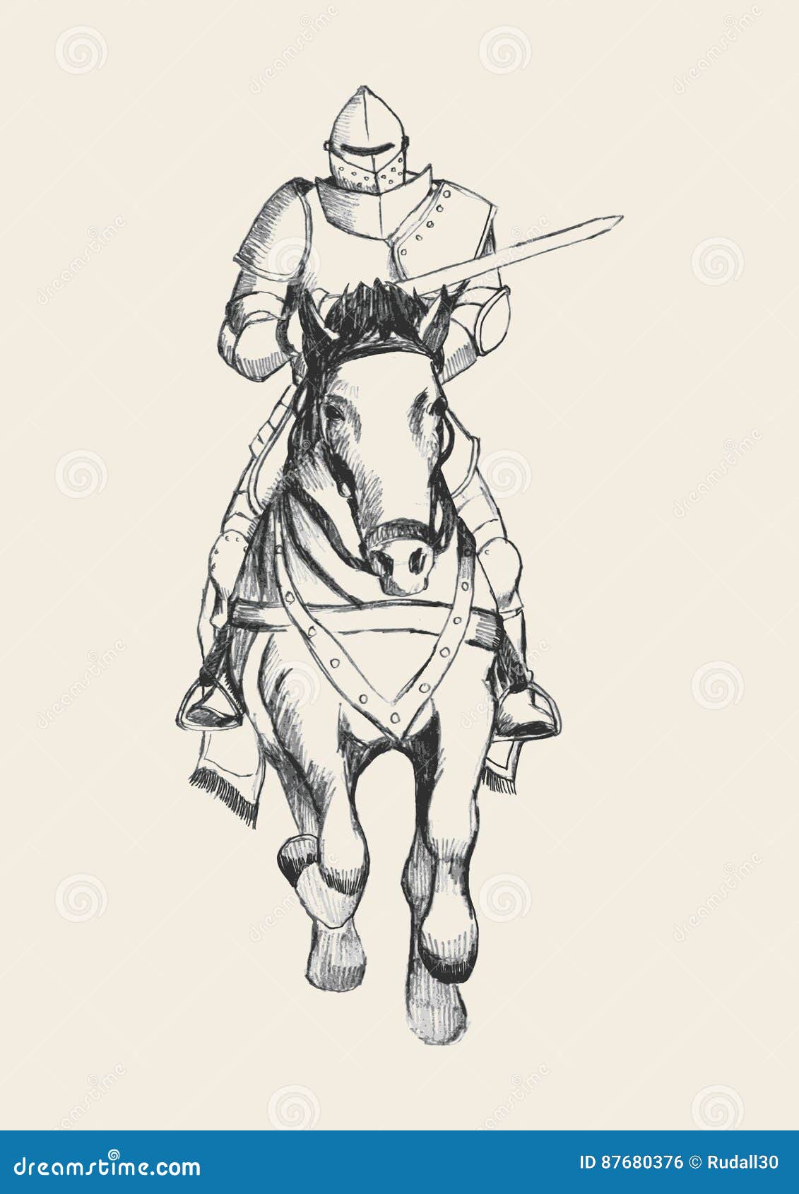 Knight Riding Horse with a Child Holding onto Knight  ClipArt ETC