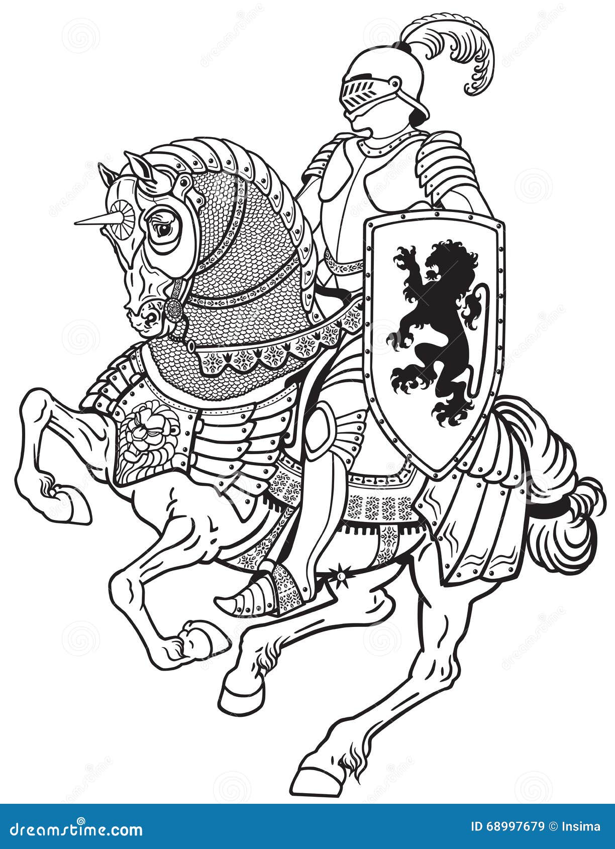 Knight On A Horse Drawing  Knight On Horseback Coloring Page  493x500 PNG  Download  PNGkit