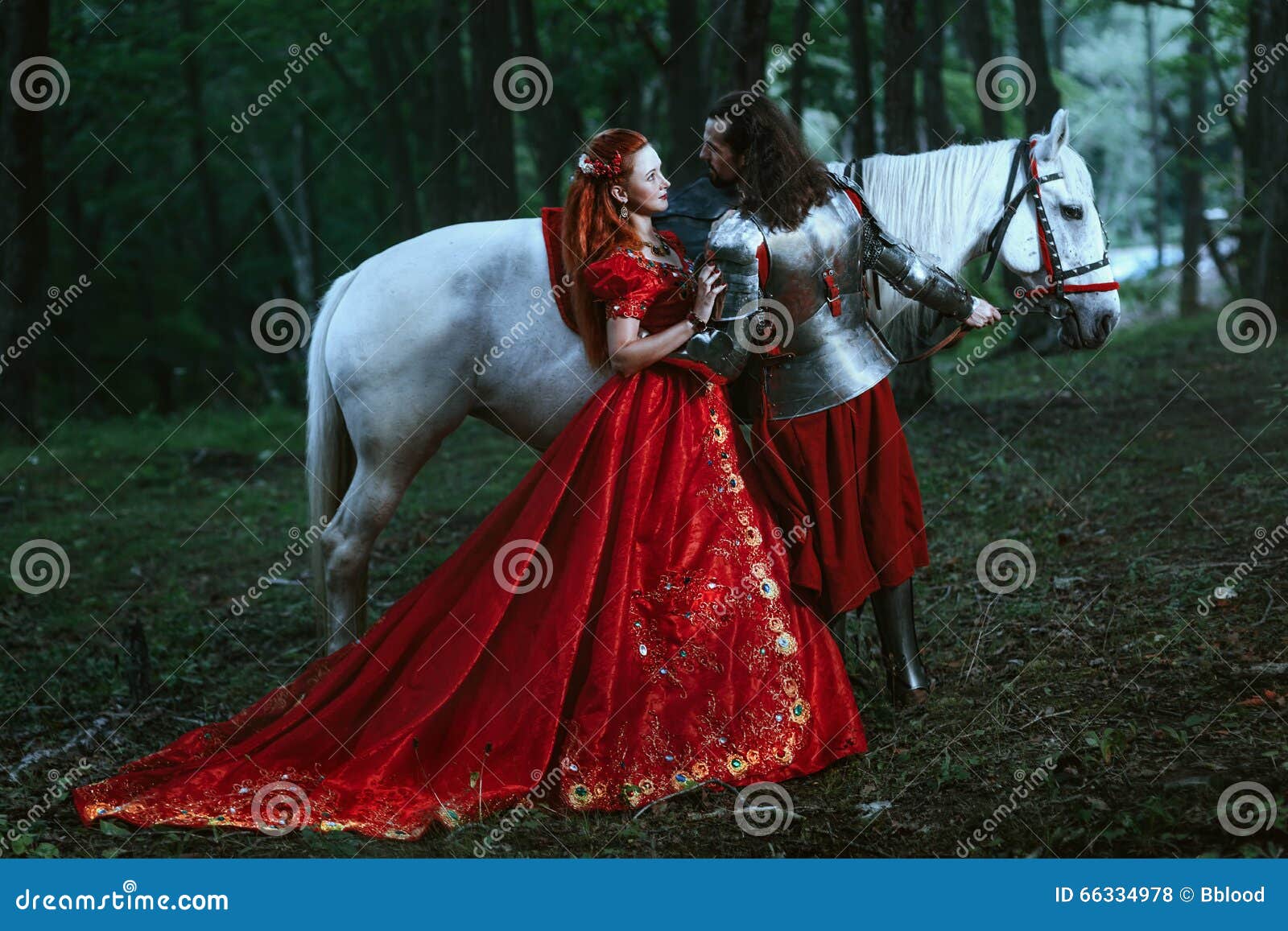 Medieval knight with lady stock photo. Image of fairytale - 66334978