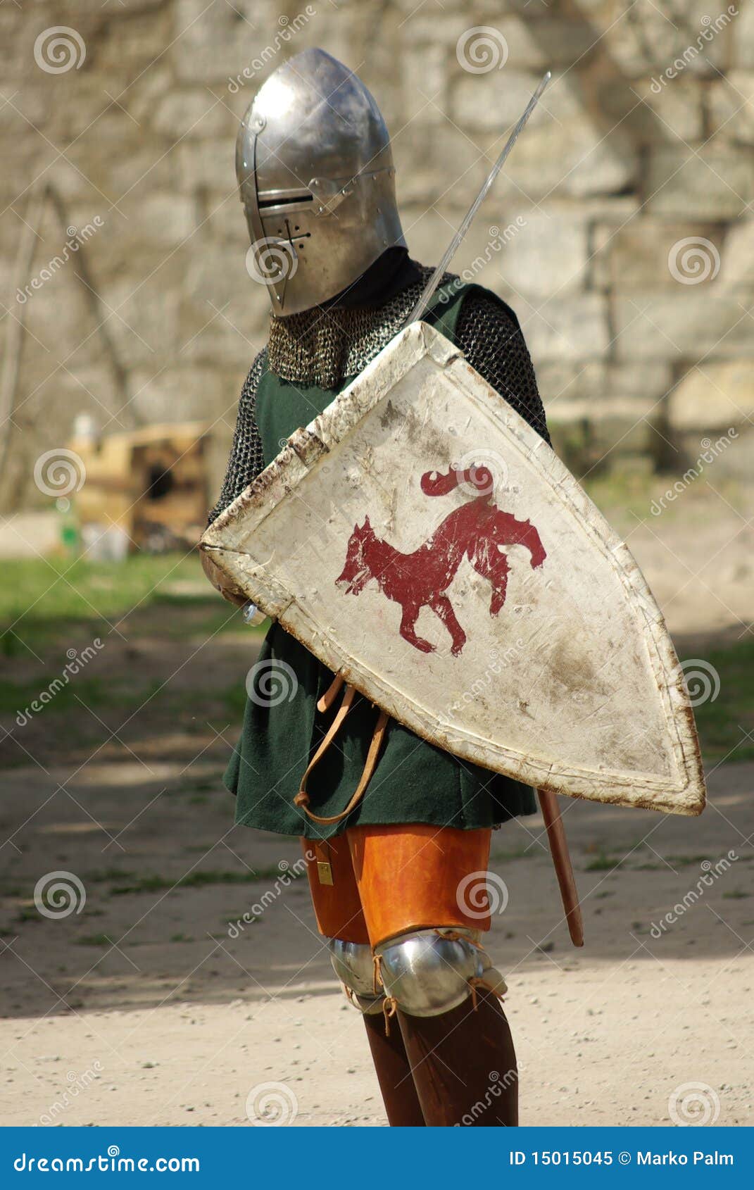 Medieval Knight with Metal Helmet and Sword Stock Image Image of army, shield 15015045