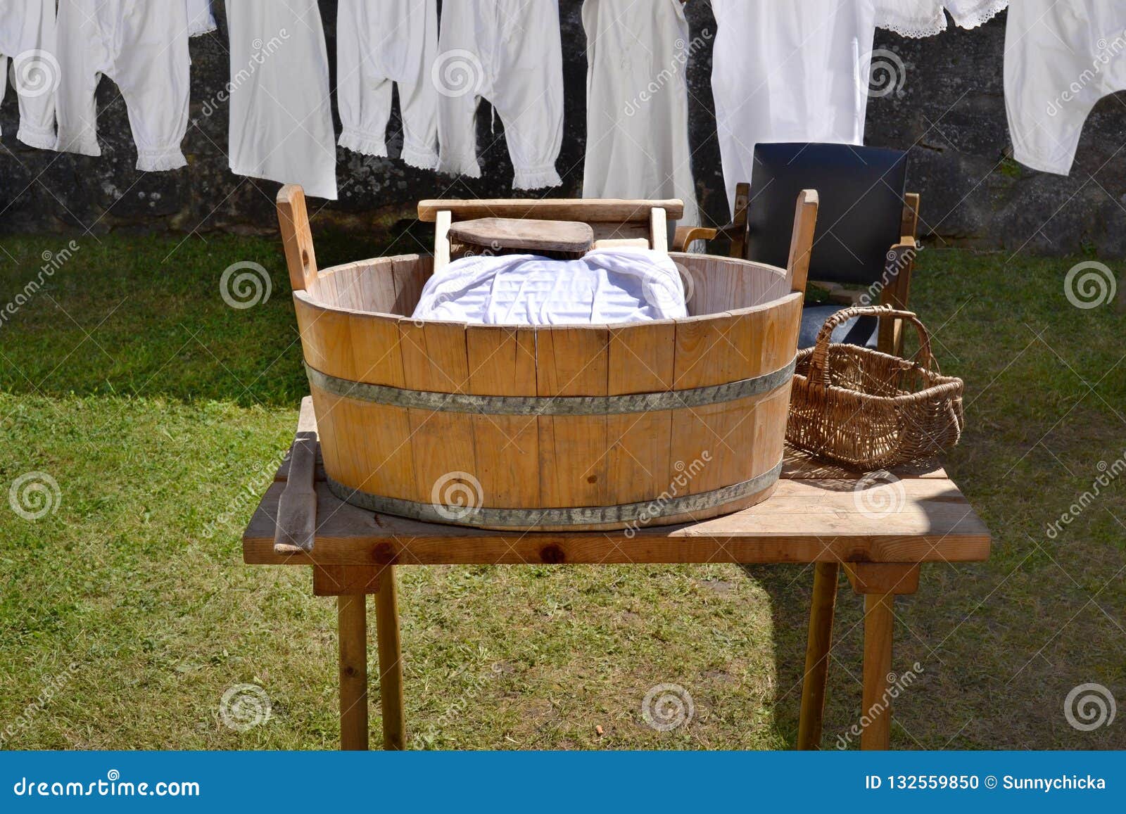 Sink Laundrette Washboard Laundry Old Handwash Tub Stock