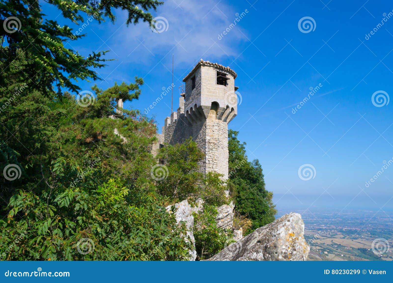 medieval la cesta tower of mount titan in san marino. italy.