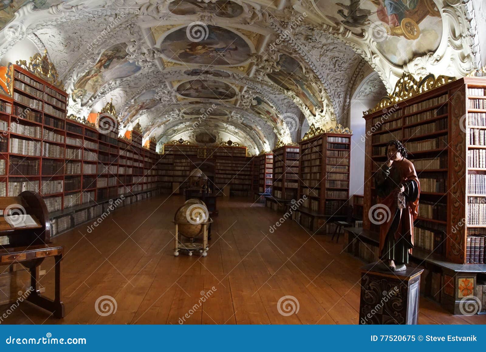 Medieval Library of Strahov Monastery Stock Image - Image of volumes