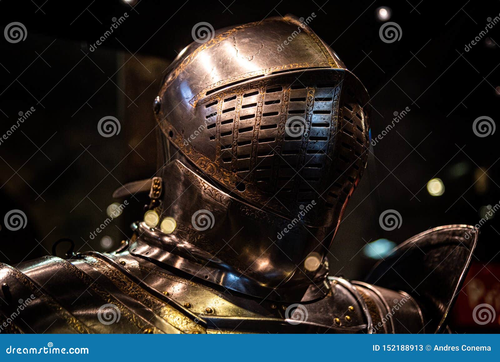 Medieval Like Armour Suit and Helmet Glowing in the Dark Editorial Stock Photo Image of