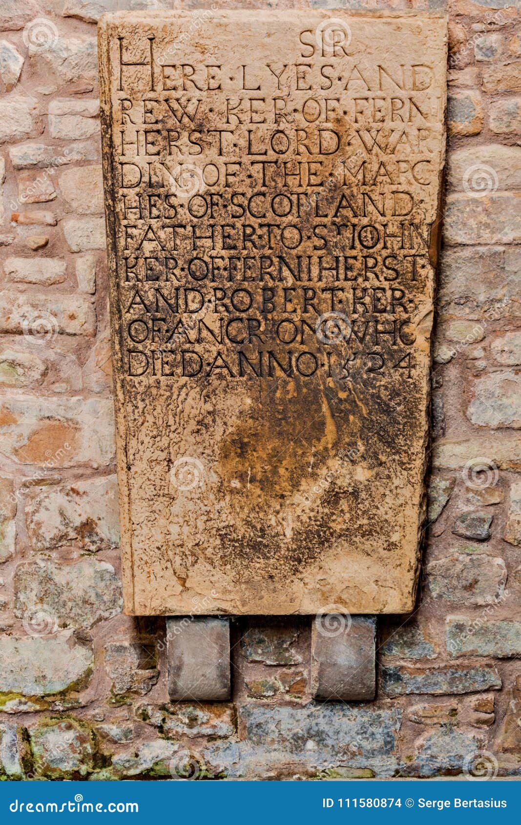 Medieval Memorial Tombstone at Jedburgh Abbey in the Scottish Bo Stock
