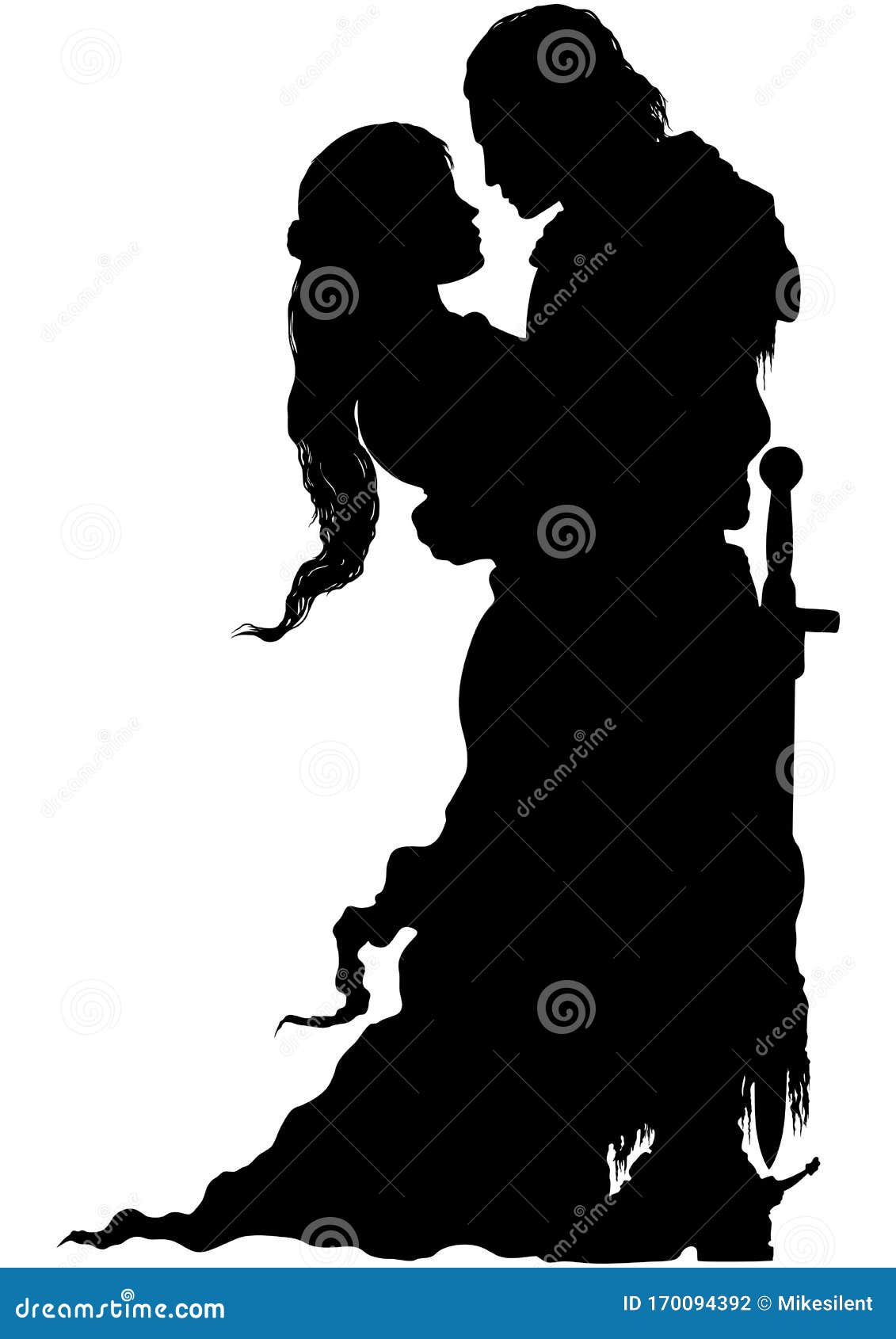 Medieval romantic lovers stock vector. Illustration of history - 170094392