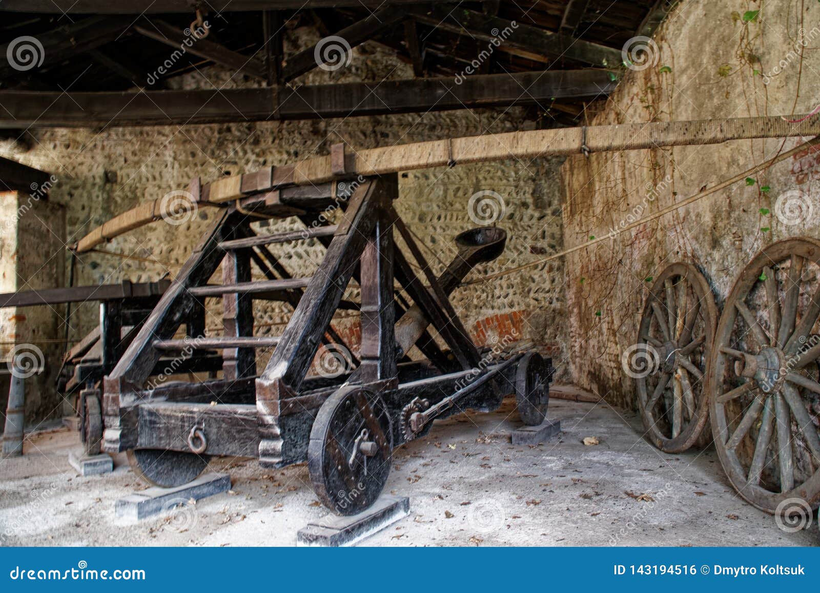 Medieval Siege Weapons, Catapult with Bow Engine. Editorial Photo