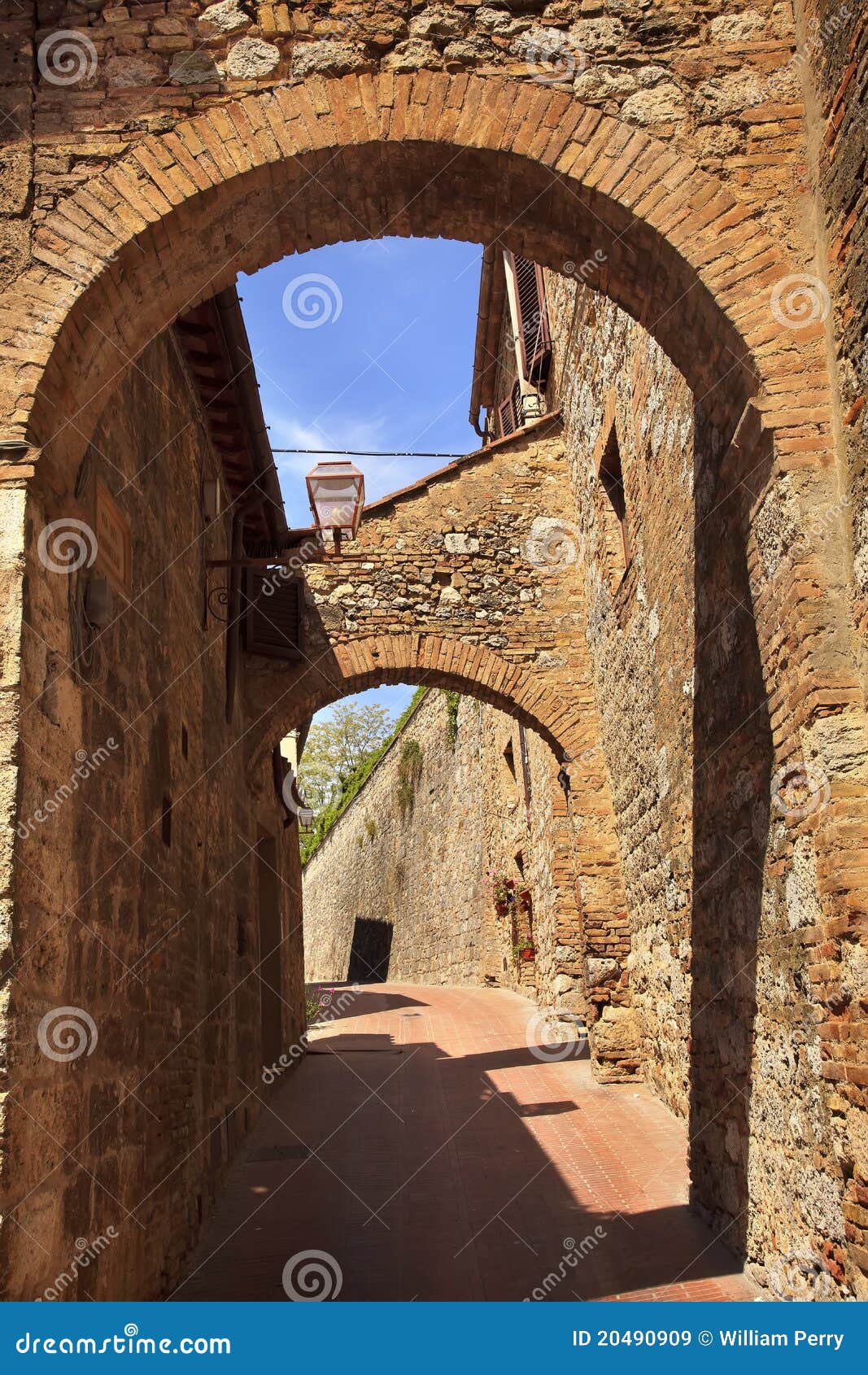 Medieval Stone Arches San Gimignano Italy Stock Image - Image of ...