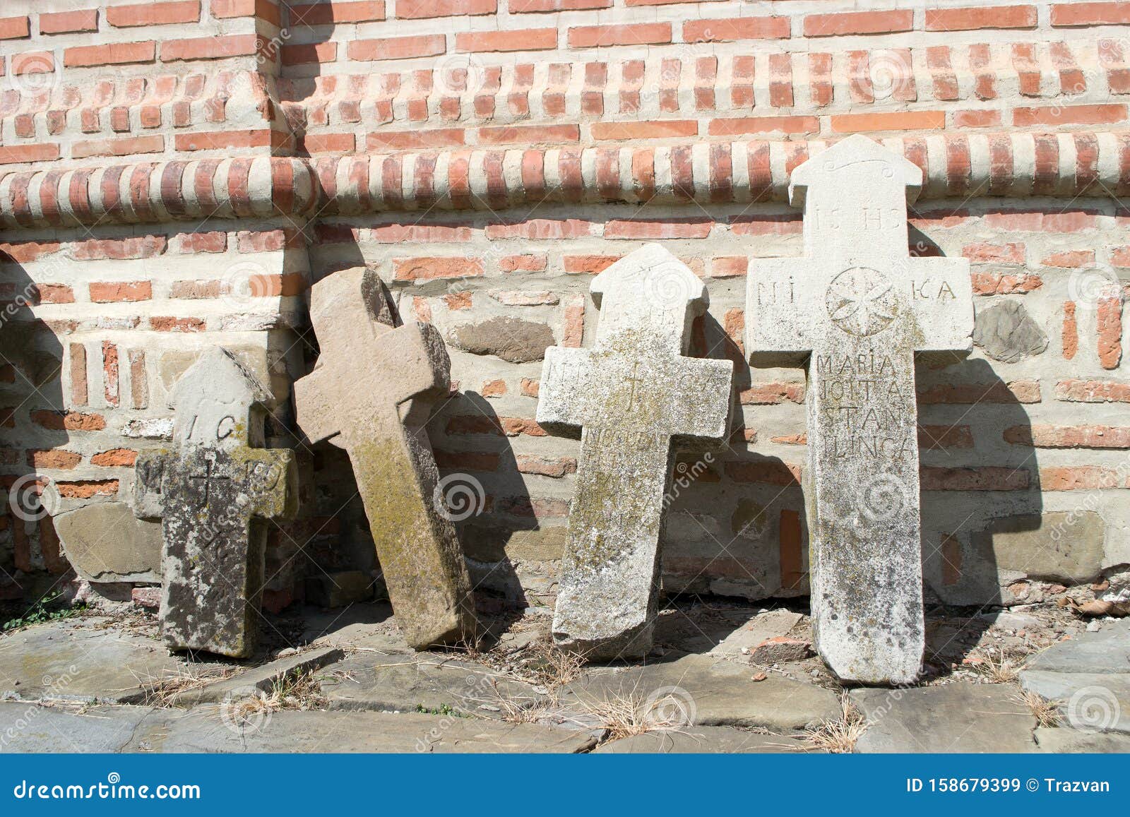 Medieval stone crosses stock image. Image of wall, cross 158679399