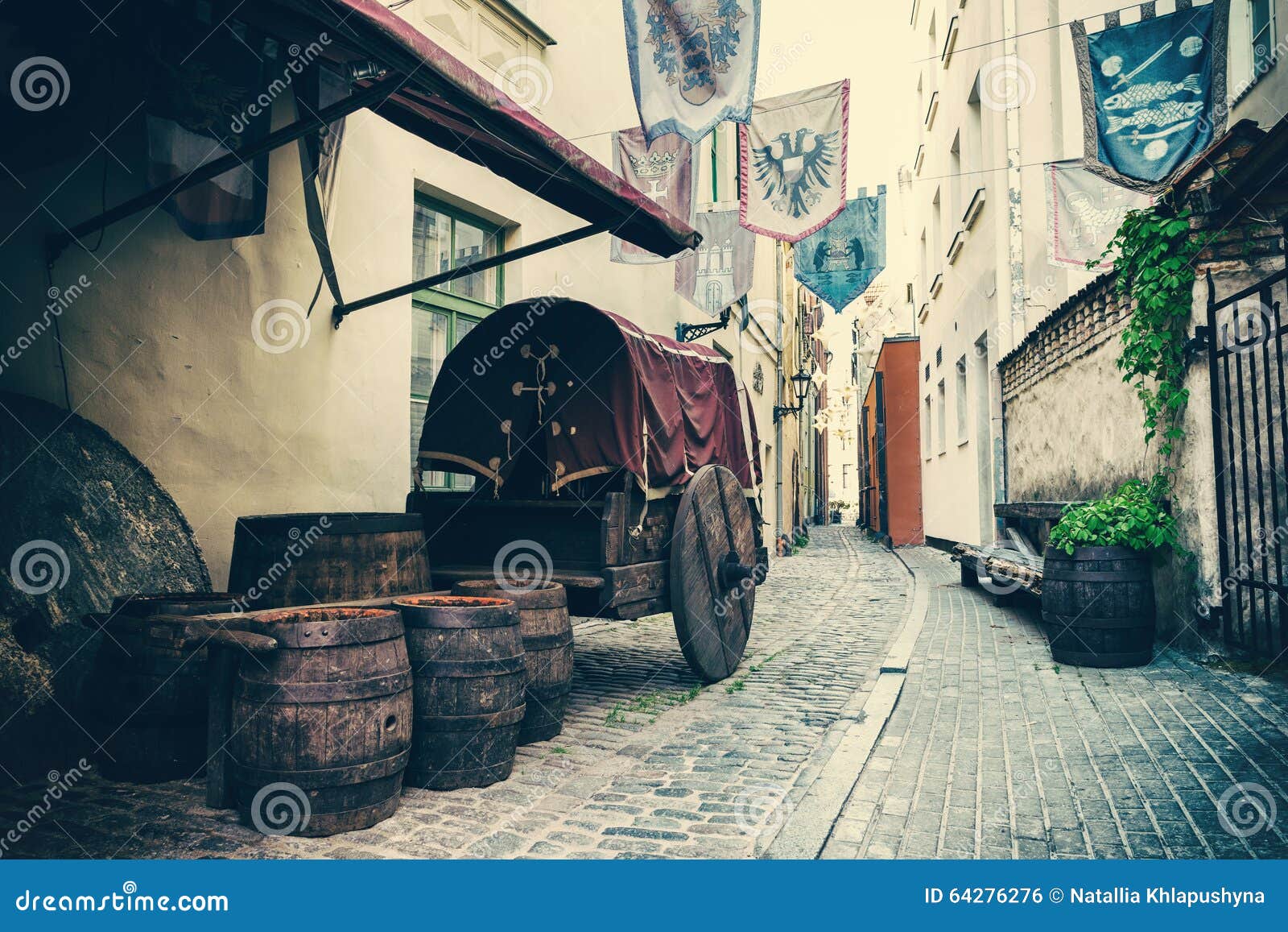 medieval street in riga, latvia
