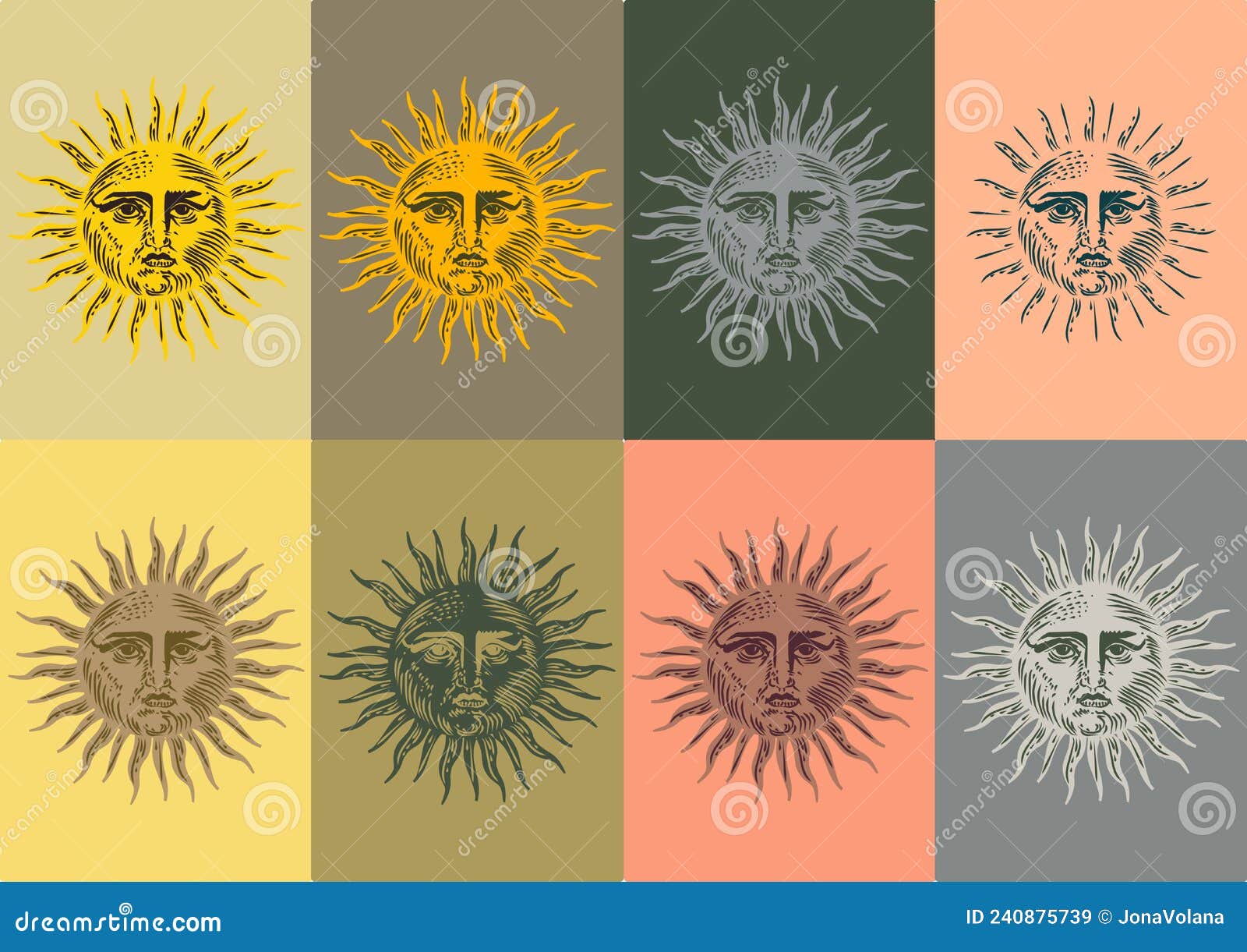 medieval sun in multiple color schemes