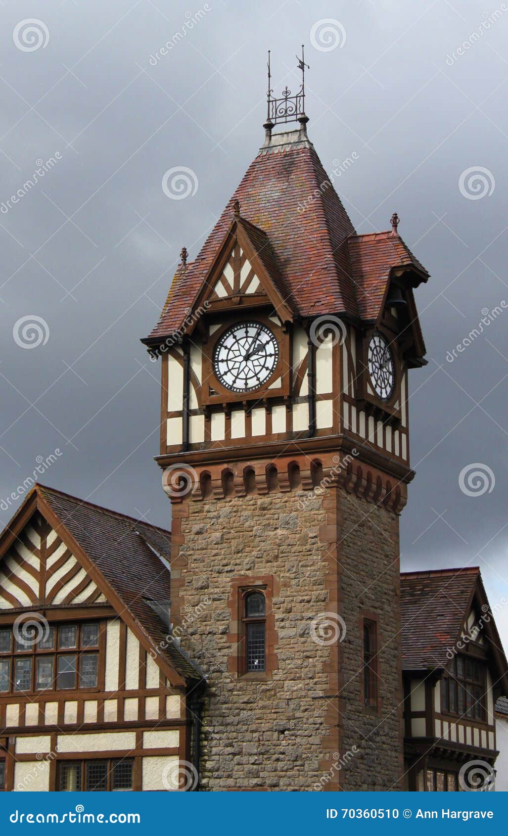 Medieval Timber Frame Detail and Clock Tower Stock Photo Image of
