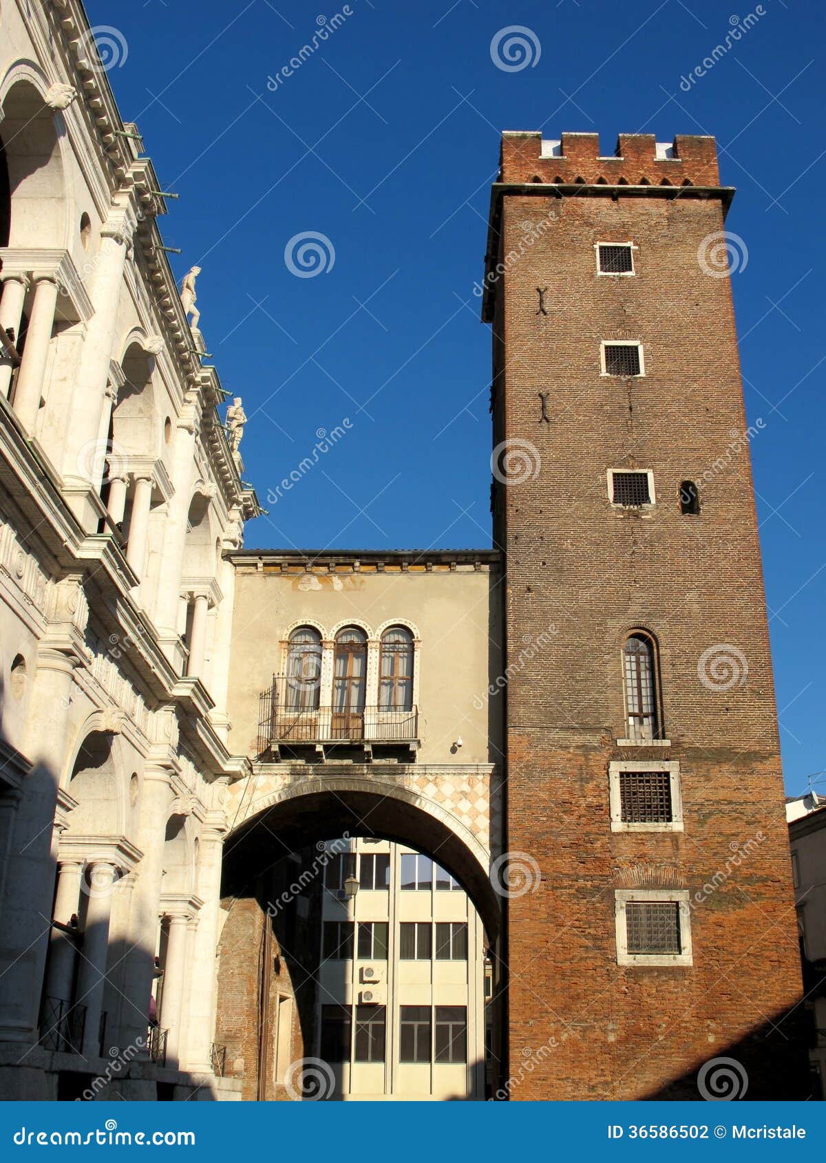 medieval tower in vicenza, italy