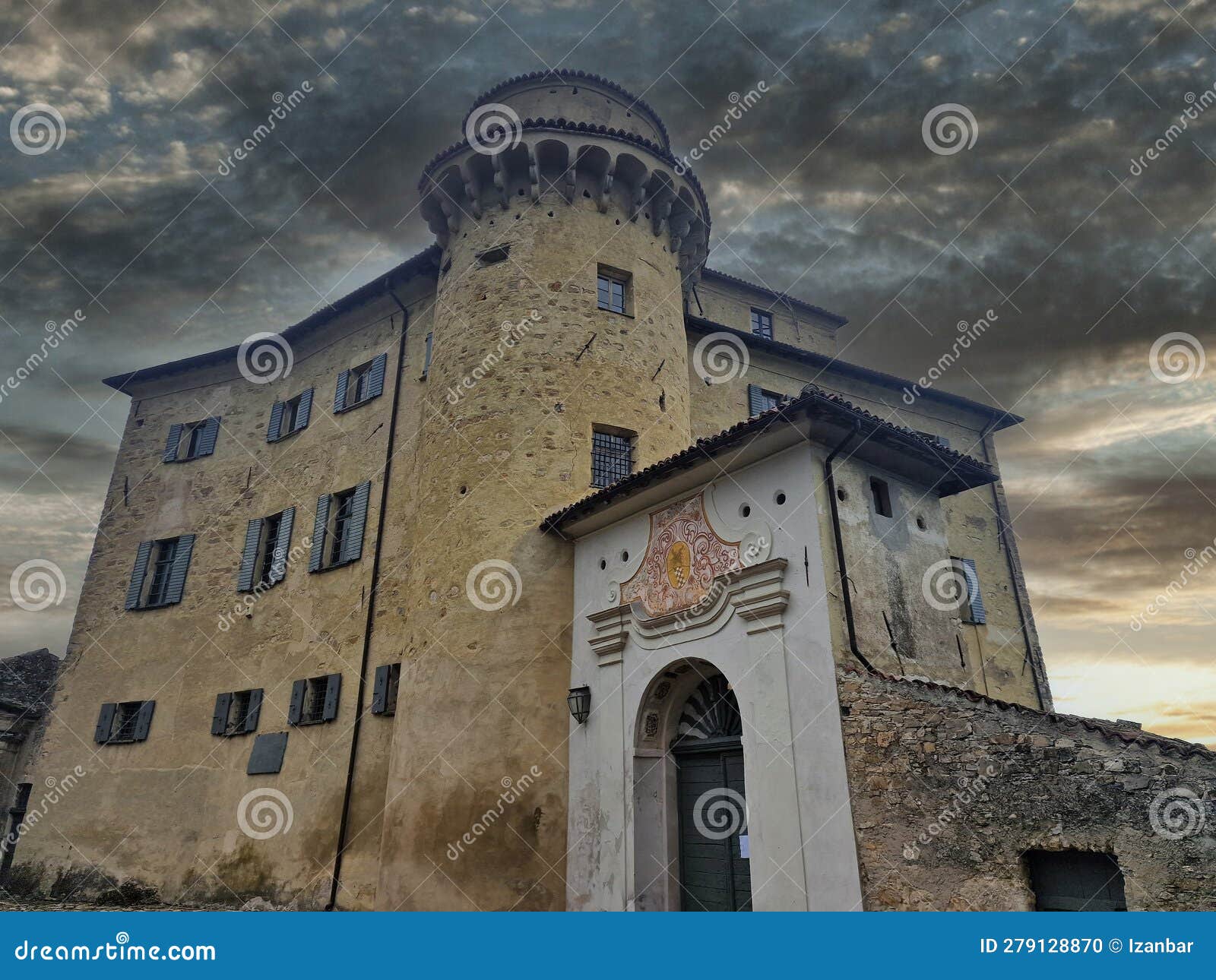 medieval village of borgo adorno castle, piedmont, italy