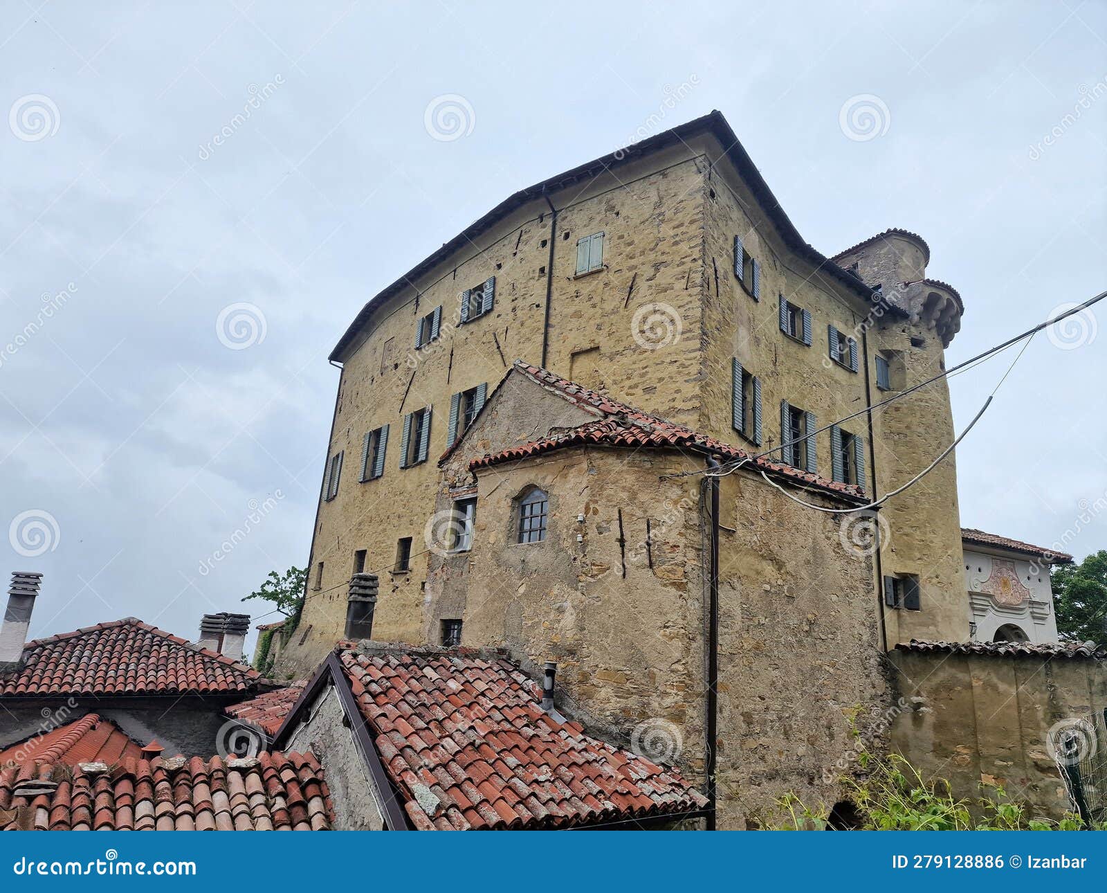 medieval village of borgo adorno castle, piedmont, italy