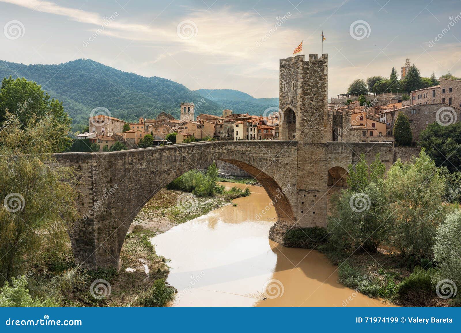 medieval village and bridge in besalu. catalonia, spain