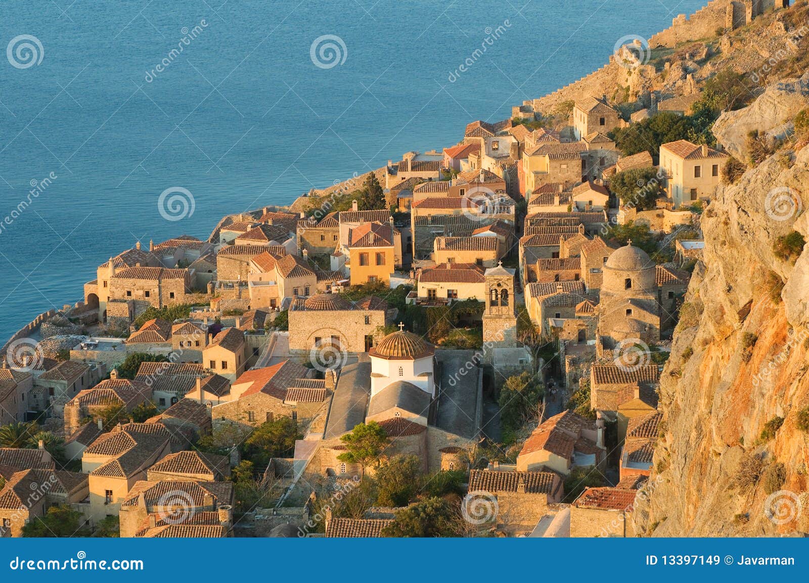 medieval walled town of monemvasia, greece