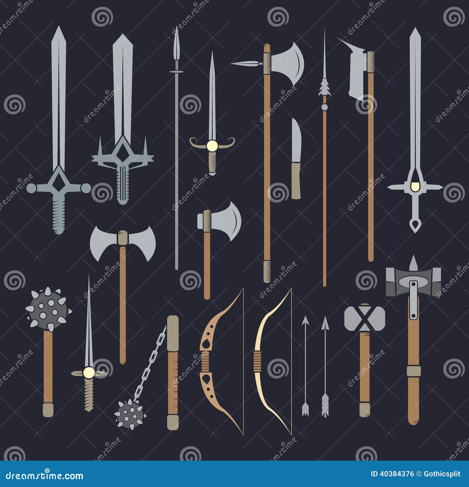 Medieval weapons stock vector. Illustration of minimal - 40384376, image size:1600x1661