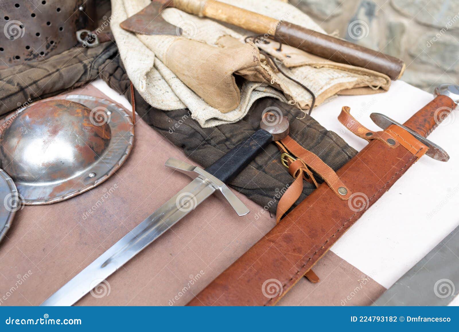 Medieval Weapons Historical Reenactments Ancient Battles Stock Photo