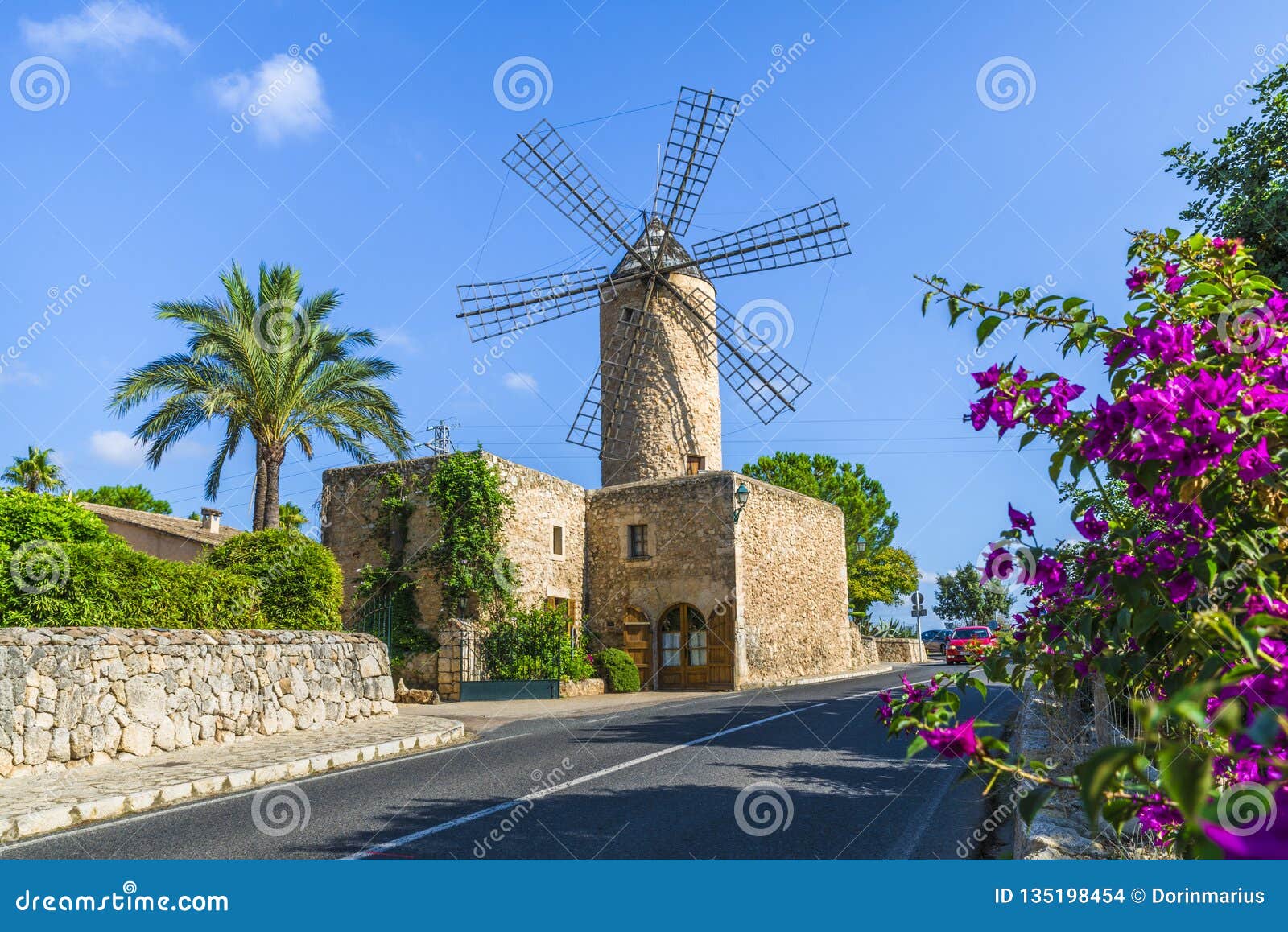 medieval windmill in palma mallorca, balearic island, spain